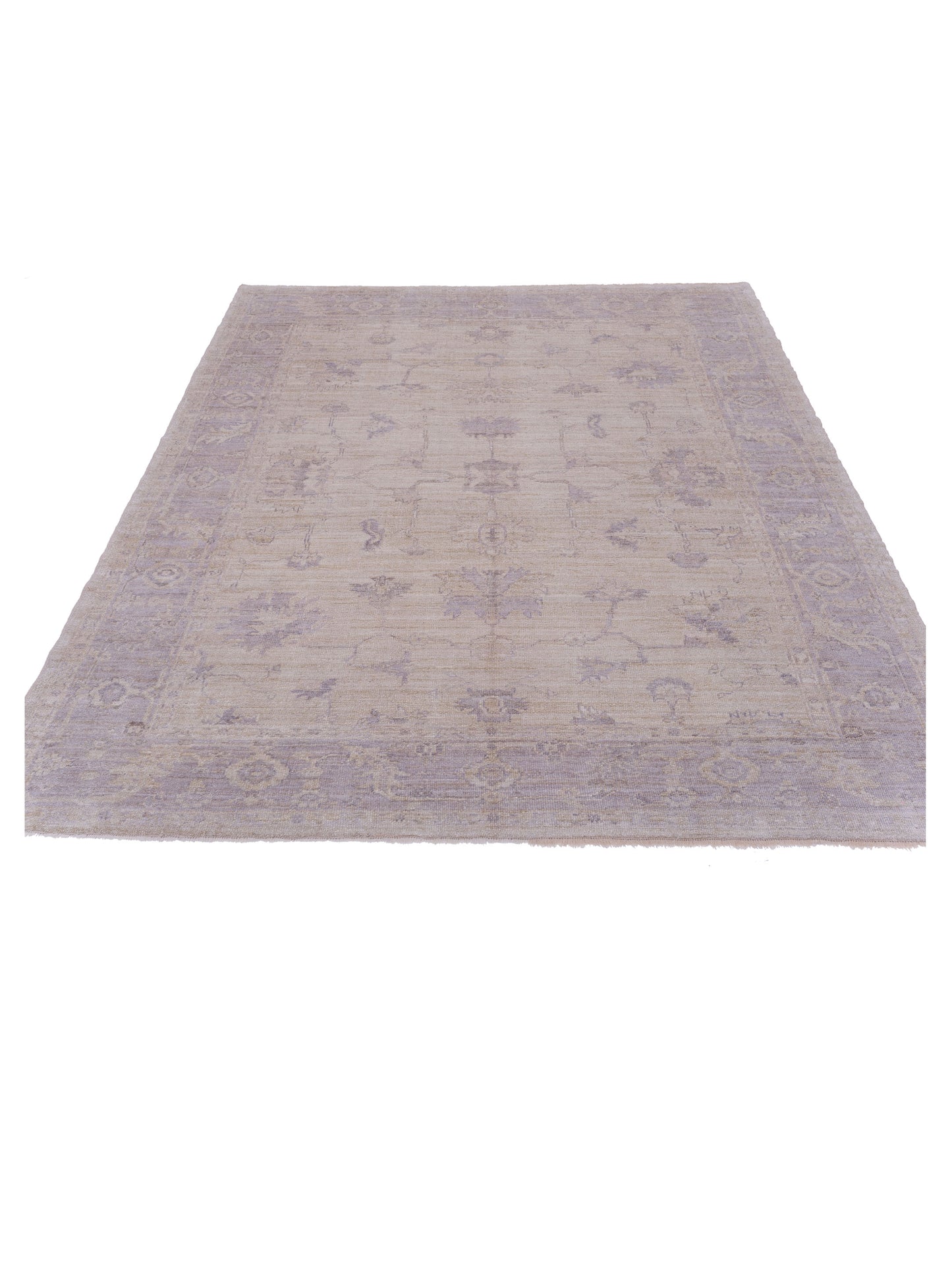 Angora Oushak 120889 Ivory Gray 7.8x9.3 Hand Knotted Rug