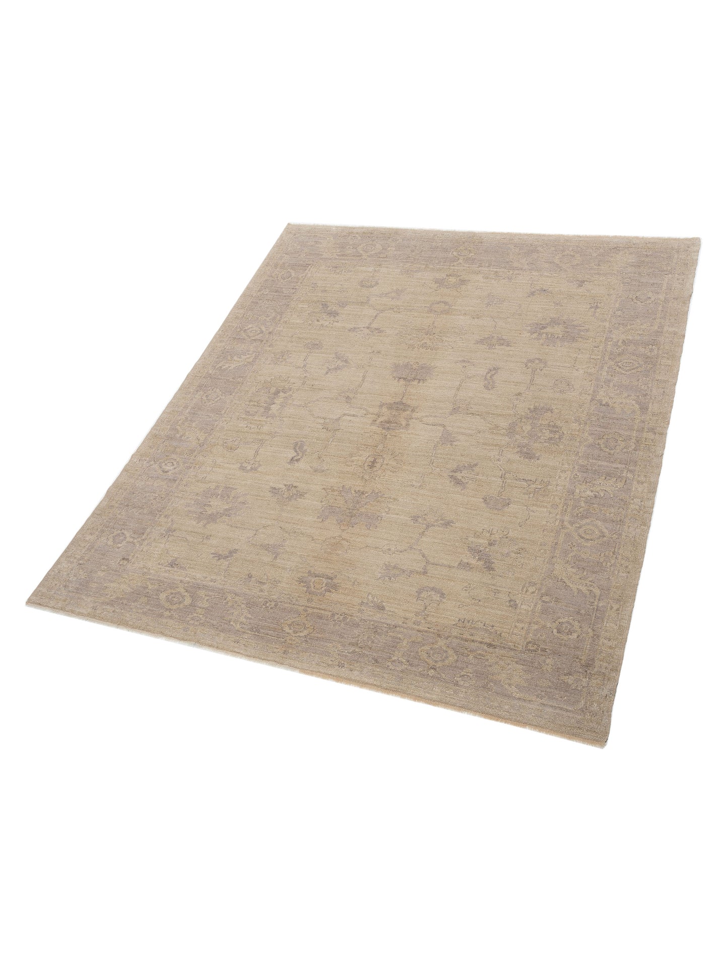 Angora Oushak 120889 Ivory Gray 7.8x9.3 Hand Knotted Rug