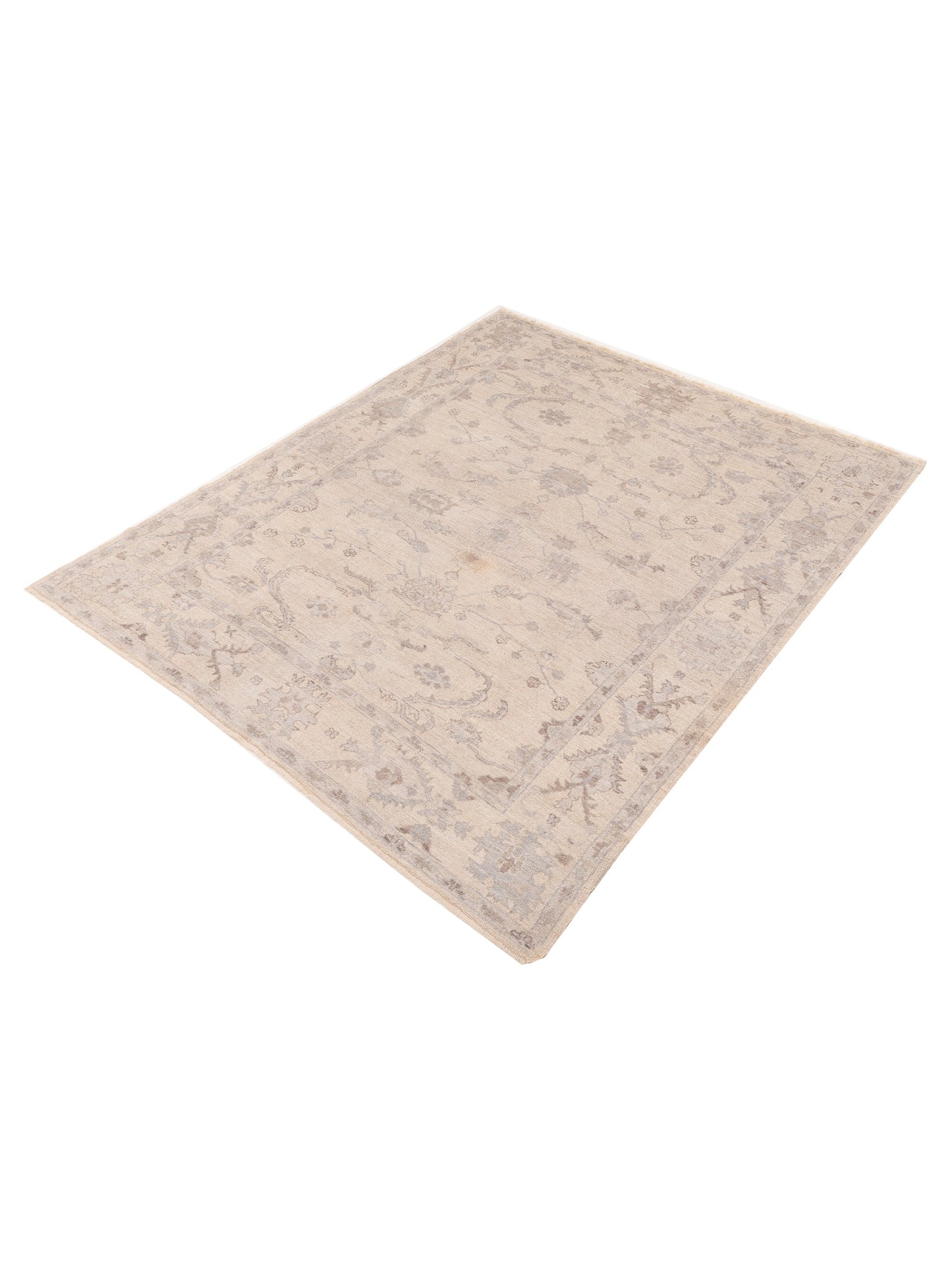 Angora Oushak 120931 Ivory Ivory 7.10x9.10 Hand Knotted Rug