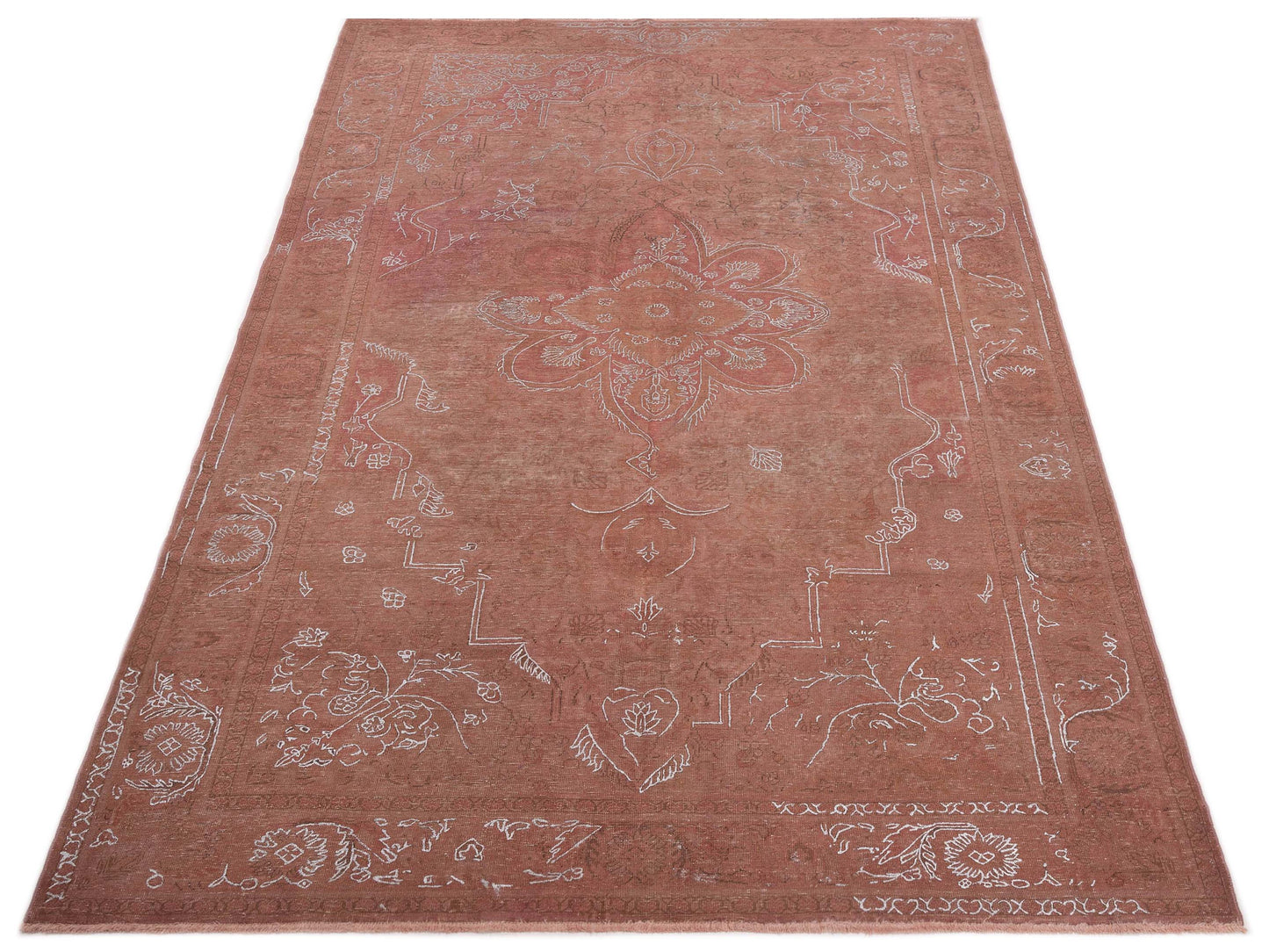 Vintage 120944 Pink Silver 6.5x9.8 Hand Knotted Rug