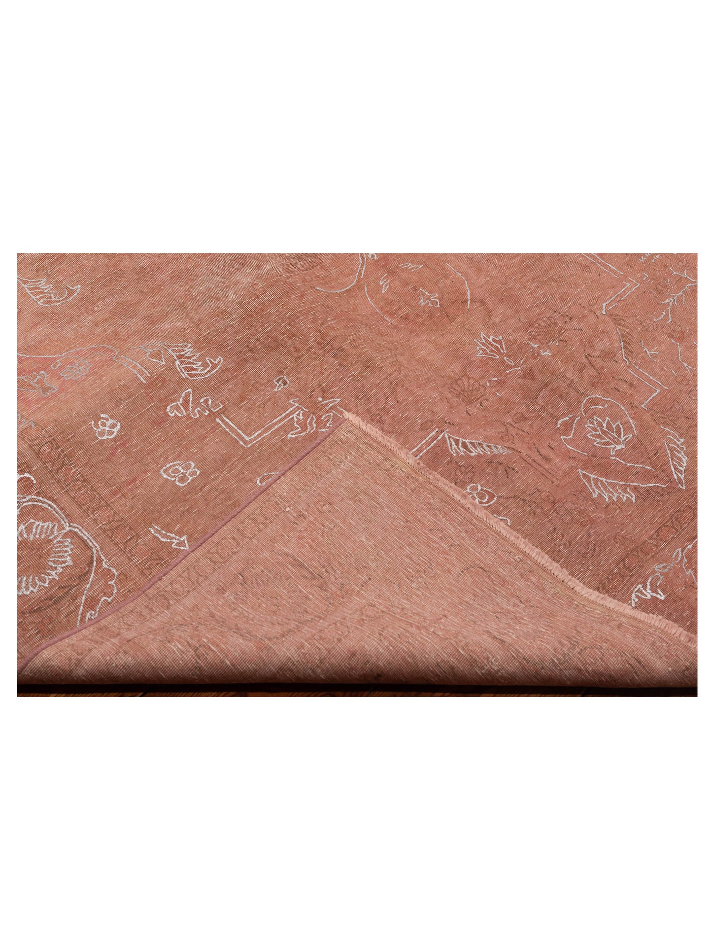 Vintage 120944 Pink Silver 6.5x9.8 Hand Knotted Rug