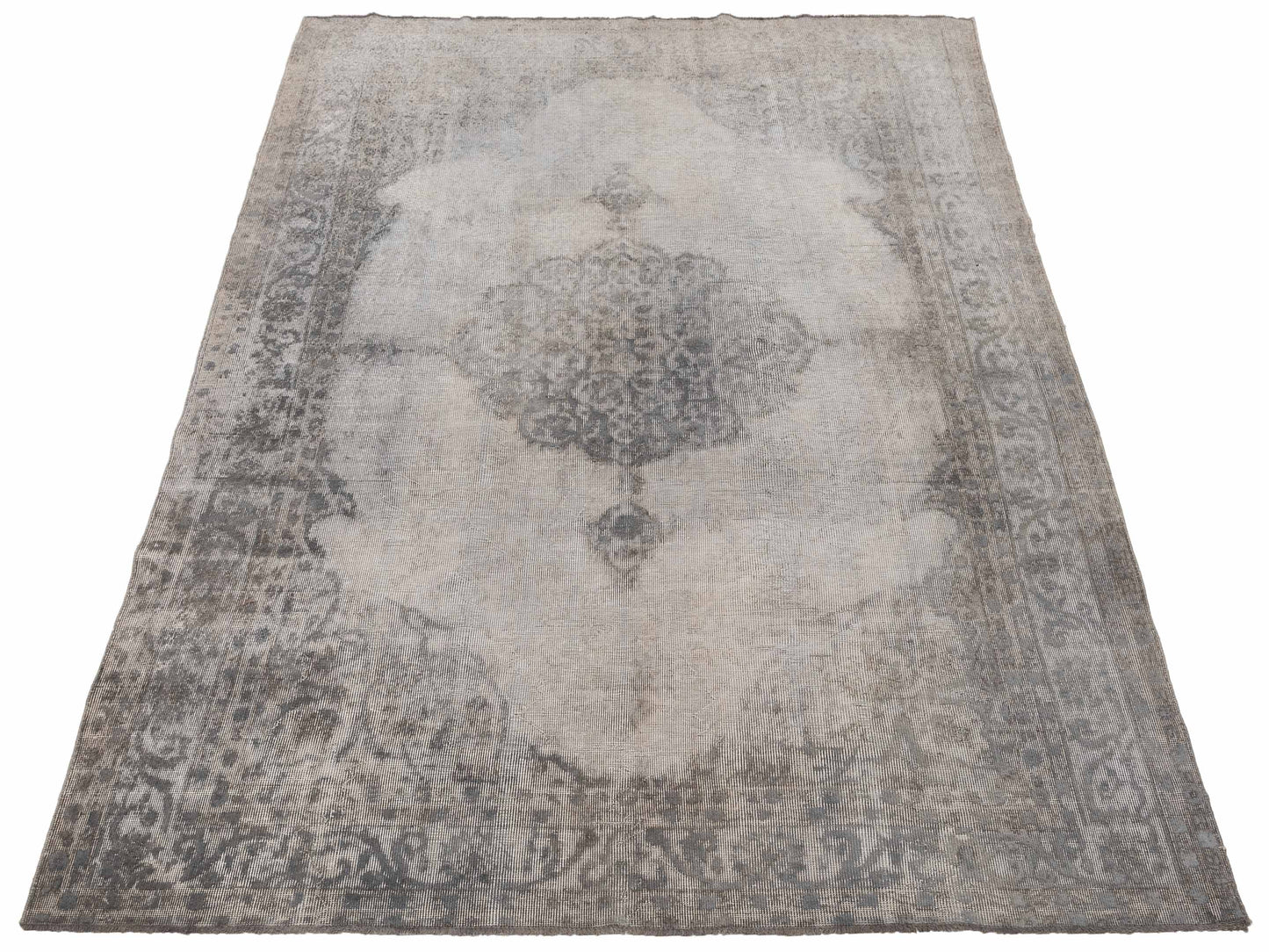Vintage 120951 Light Gray 7.2x10.2 Hand Knotted Rug