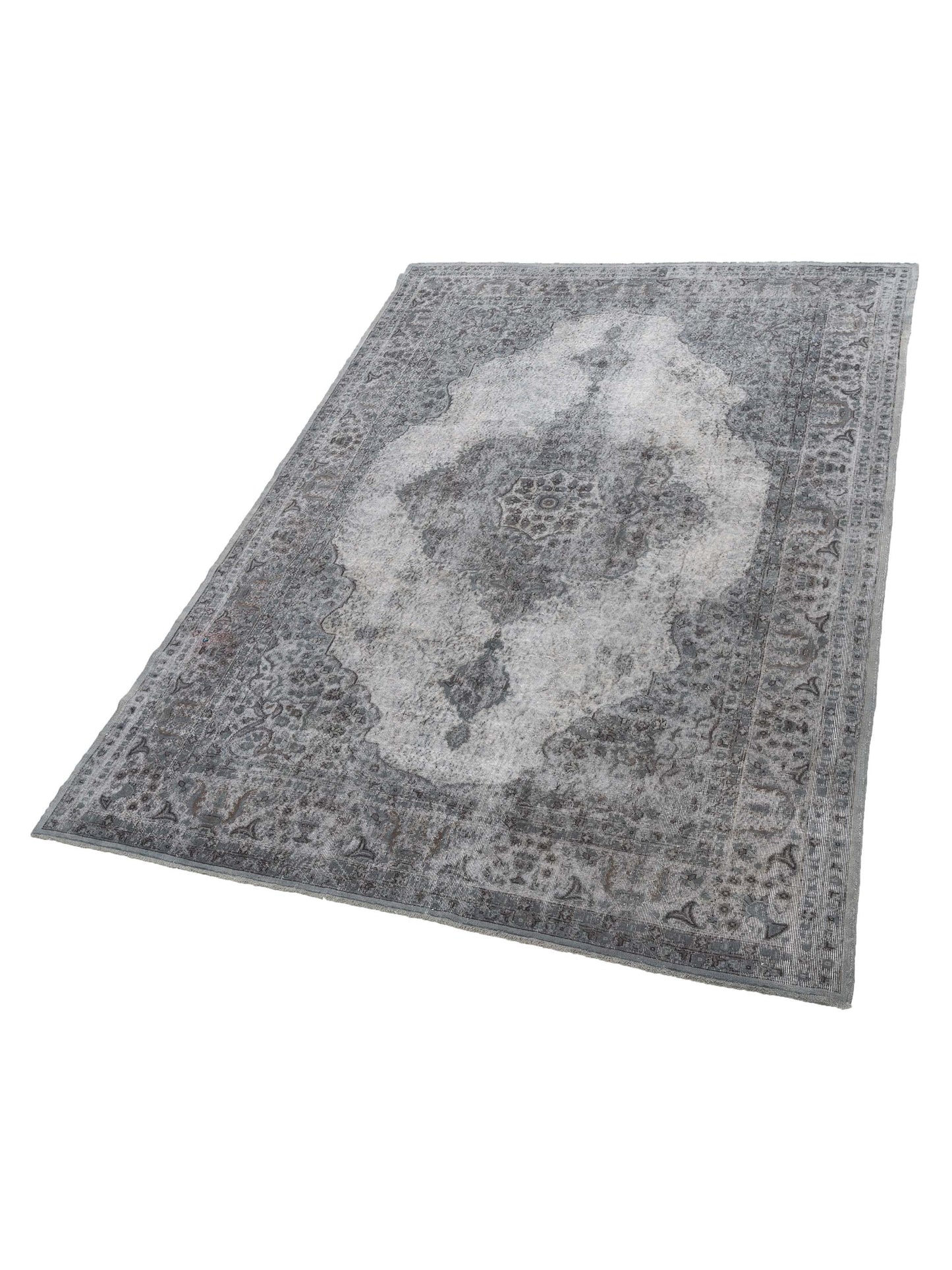 Vintage 120962 Gray 9.2x12.6 Hand Knotted Rug