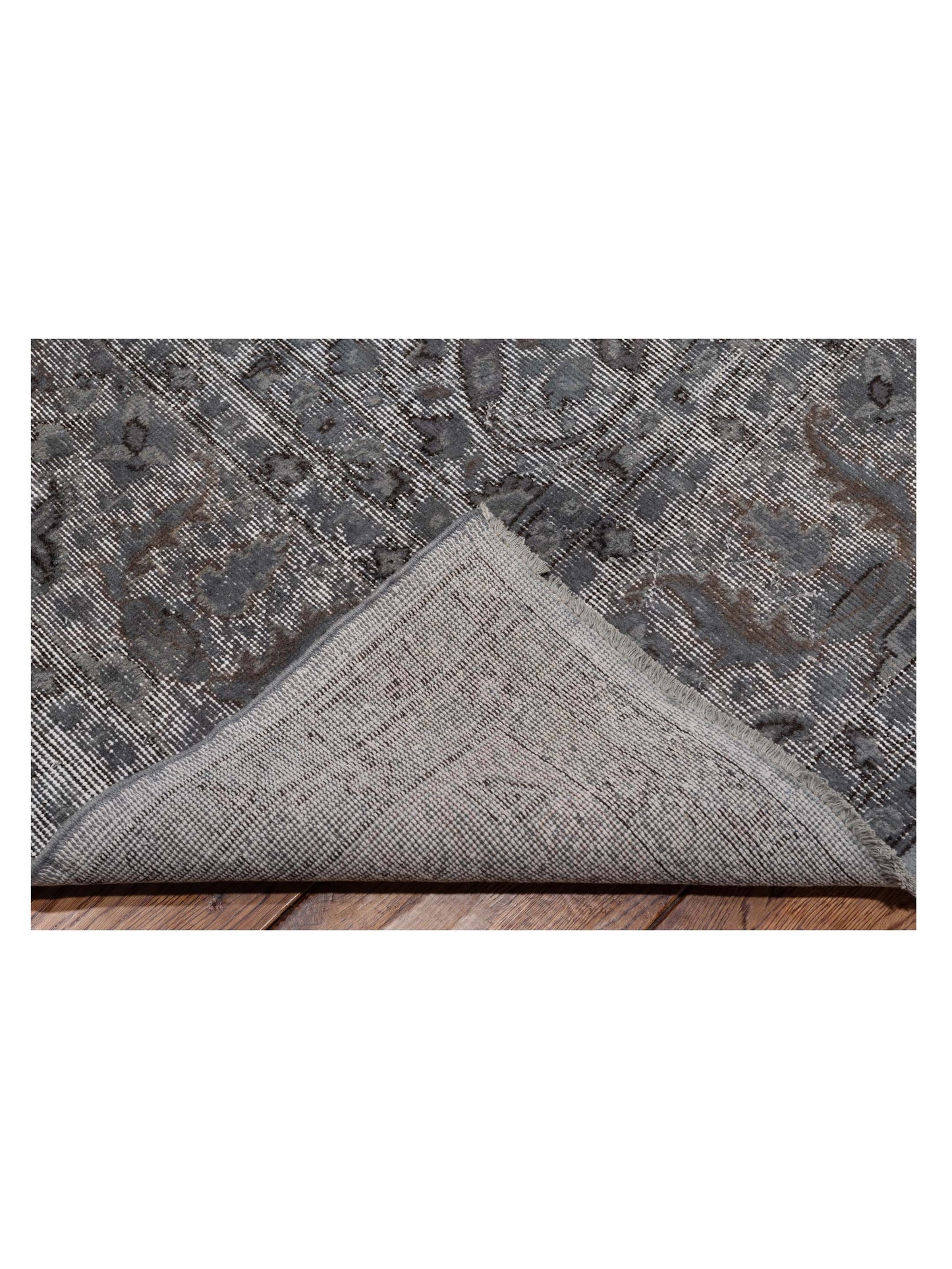 Vintage 120962 Gray 9.2x12.6 Hand Knotted Rug