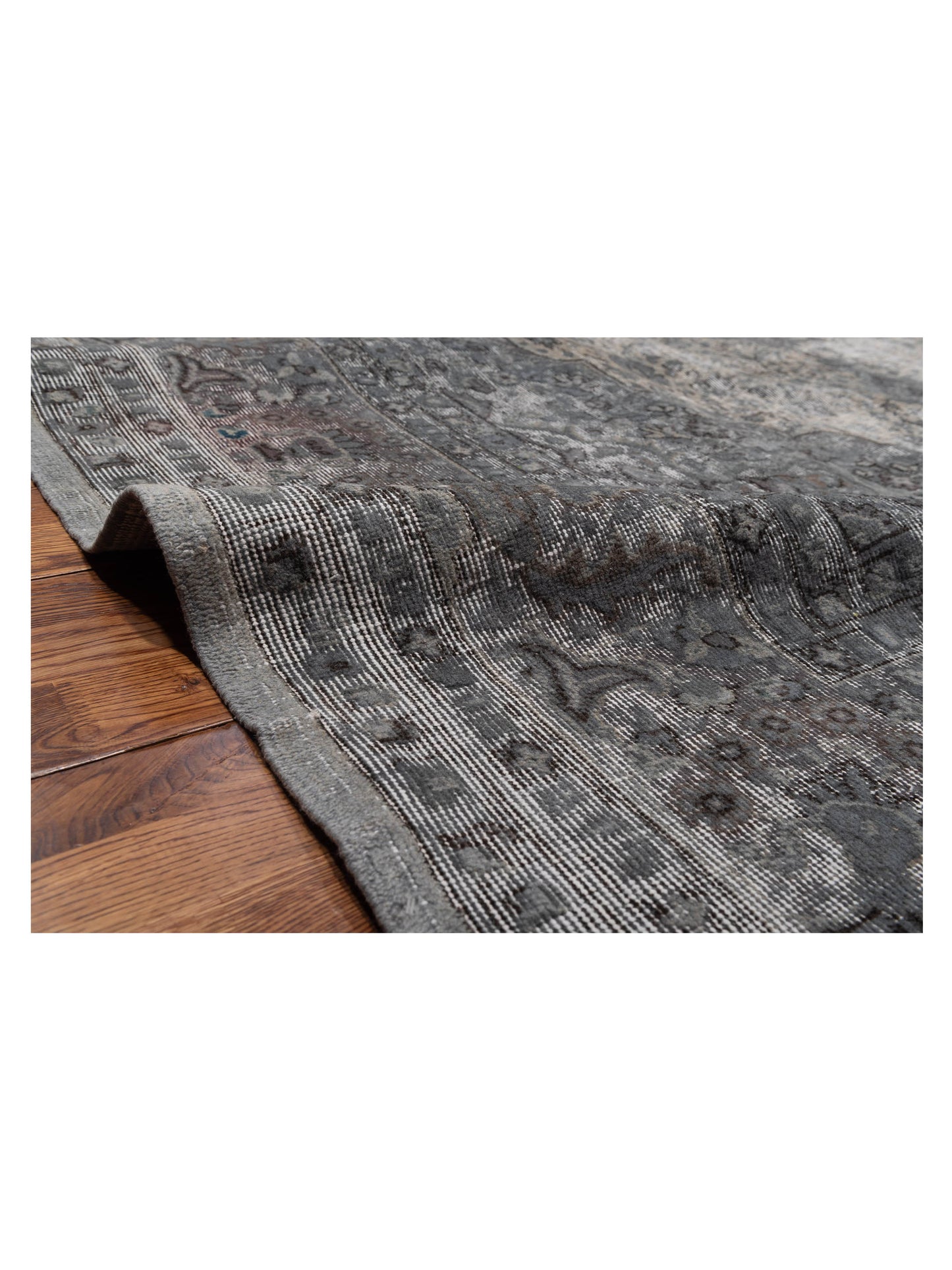 Vintage 120962 Gray 9.2x12.6 Hand Knotted Rug