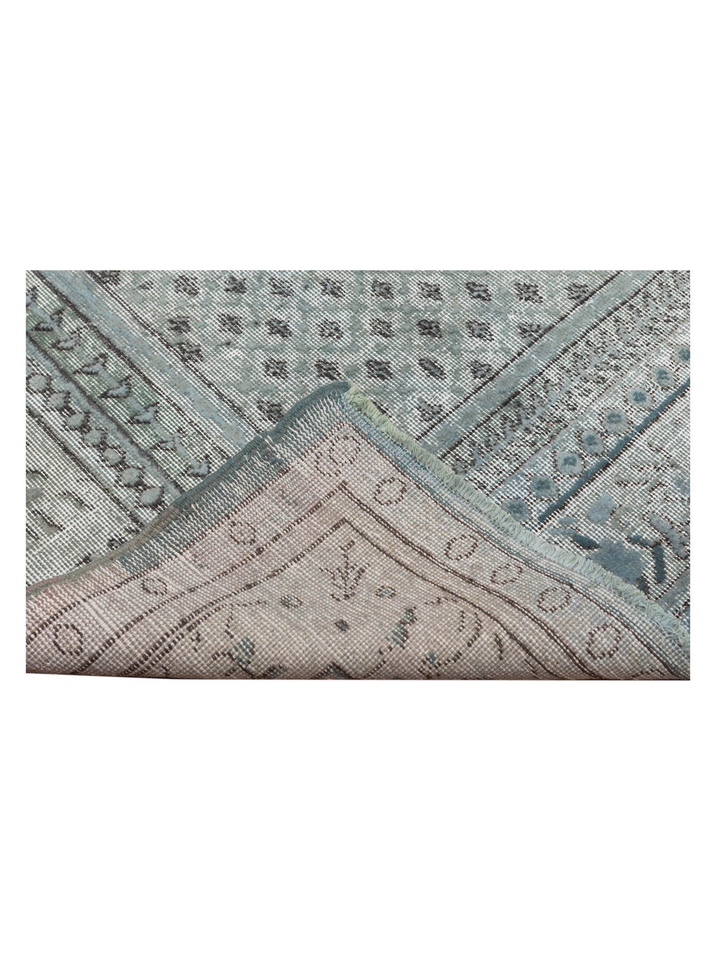 Vintage 120966 Green 7.1x10.2 Hand Knotted Rug