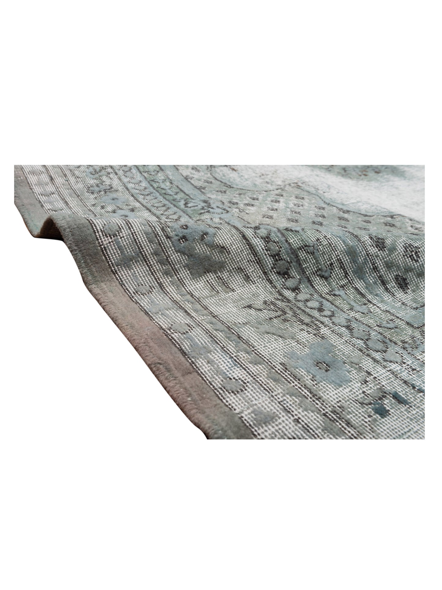 Vintage 120966 Green 7.1x10.2 Hand Knotted Rug