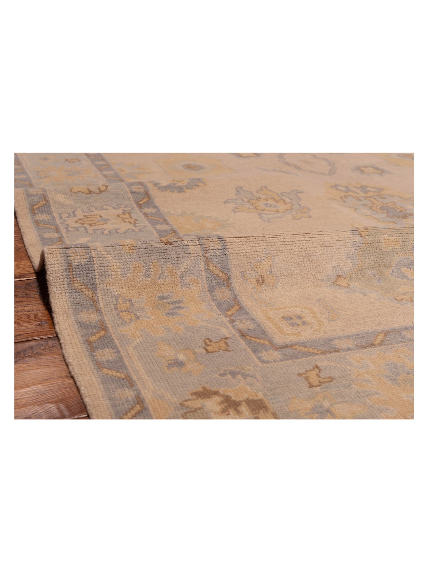 Oushak Shah 121565 Beige Blue 6x8.9 Hand Knotted Rug