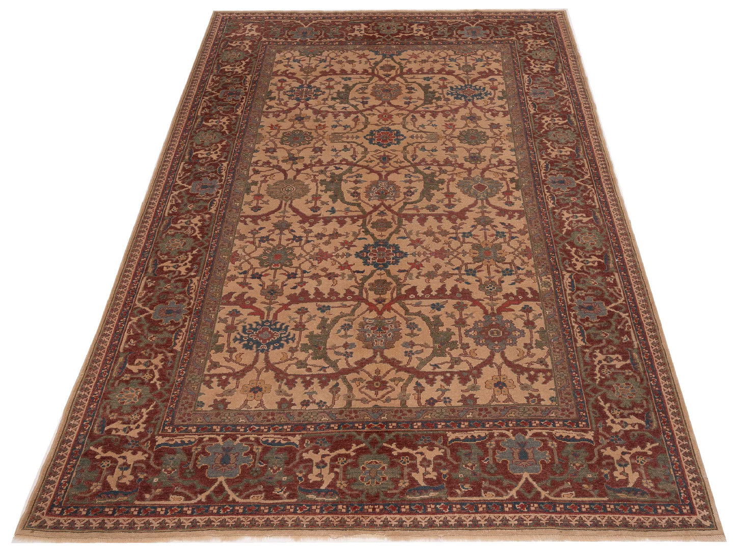 Antique Loom 121575 Ivory Red 6.9x9.9 Hand Knotted Rug