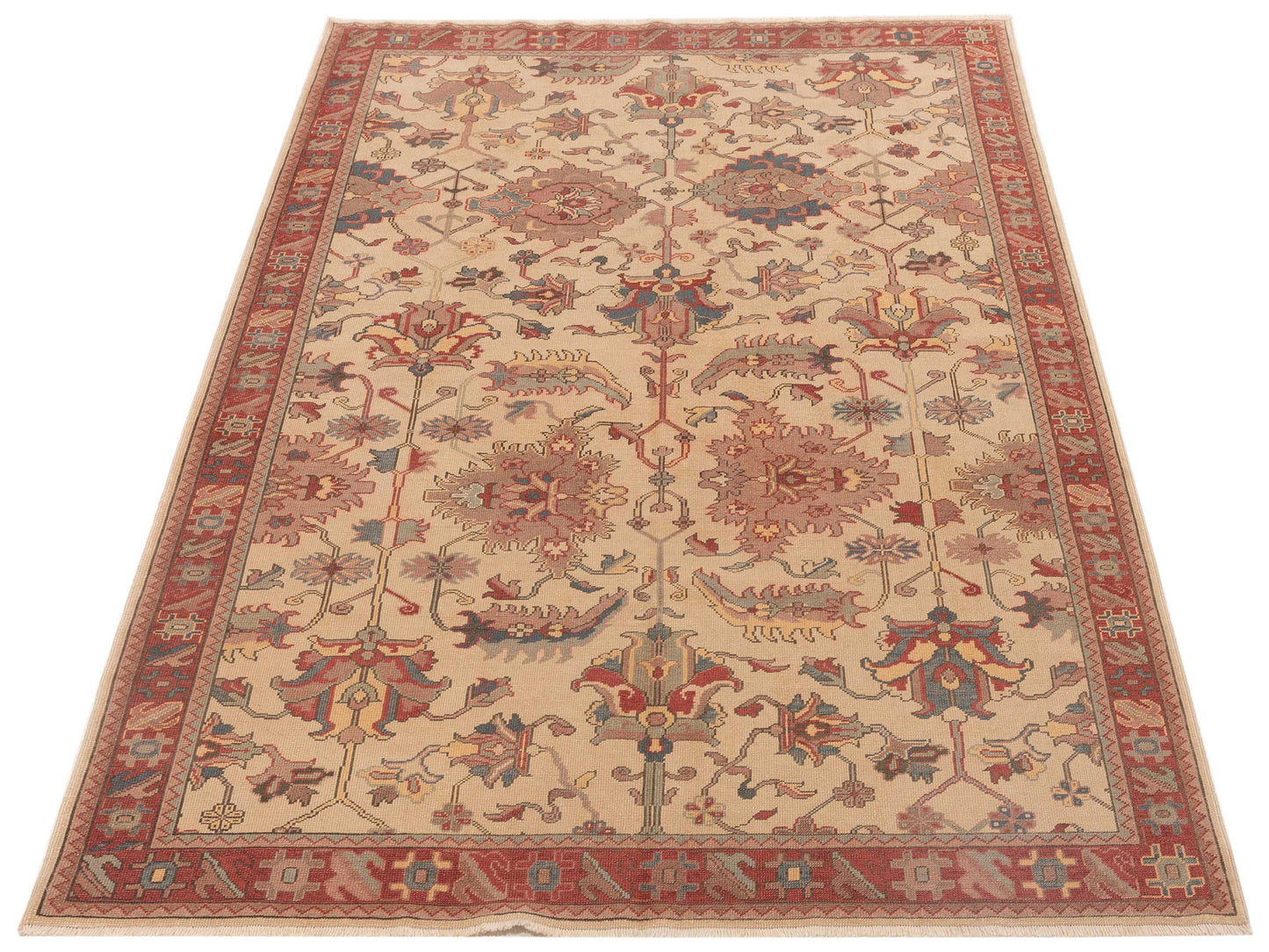 Antique Loom 121579 Beige Rust 5.8x8 Hand Knotted Rug