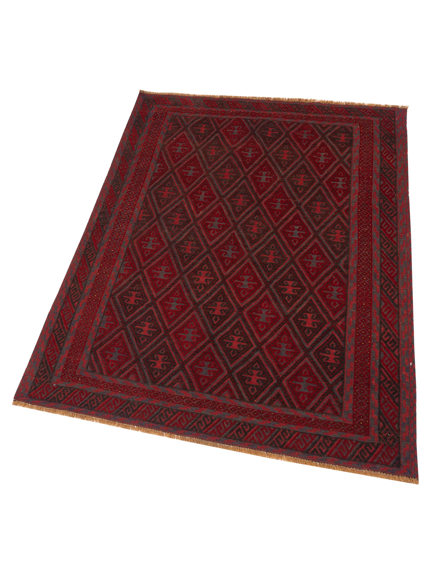 Afghan Soumak 121807 Charcoal Red 4.9x6.1 Hand Woven Rug