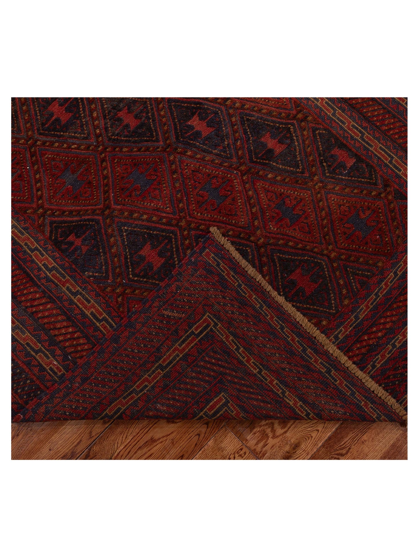 Afghan Soumak 121808 Charcoal Red 5x6.6 Hand Woven Rug