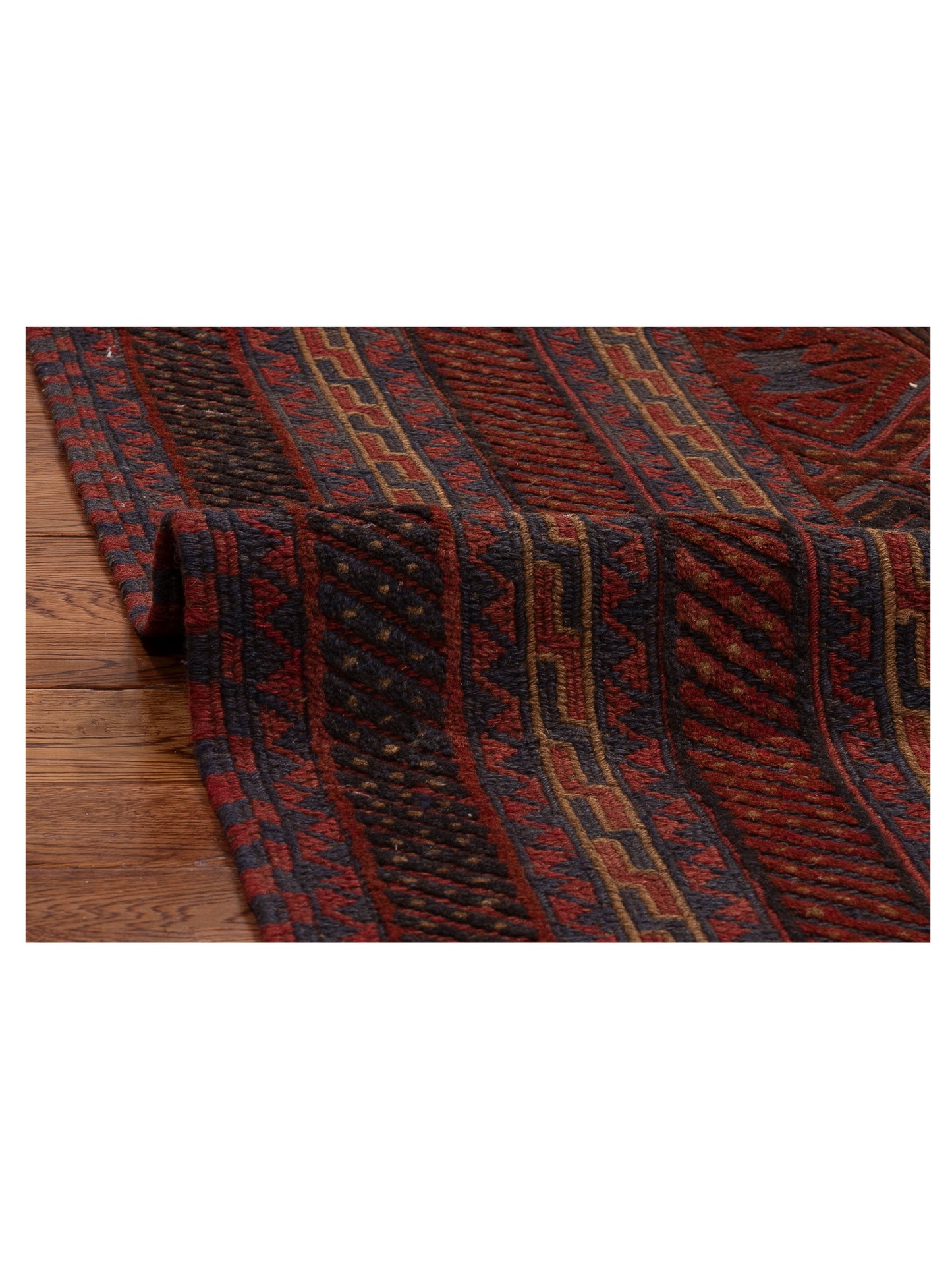 Afghan Soumak 121808 Charcoal Red 5x6.6 Hand Woven Rug