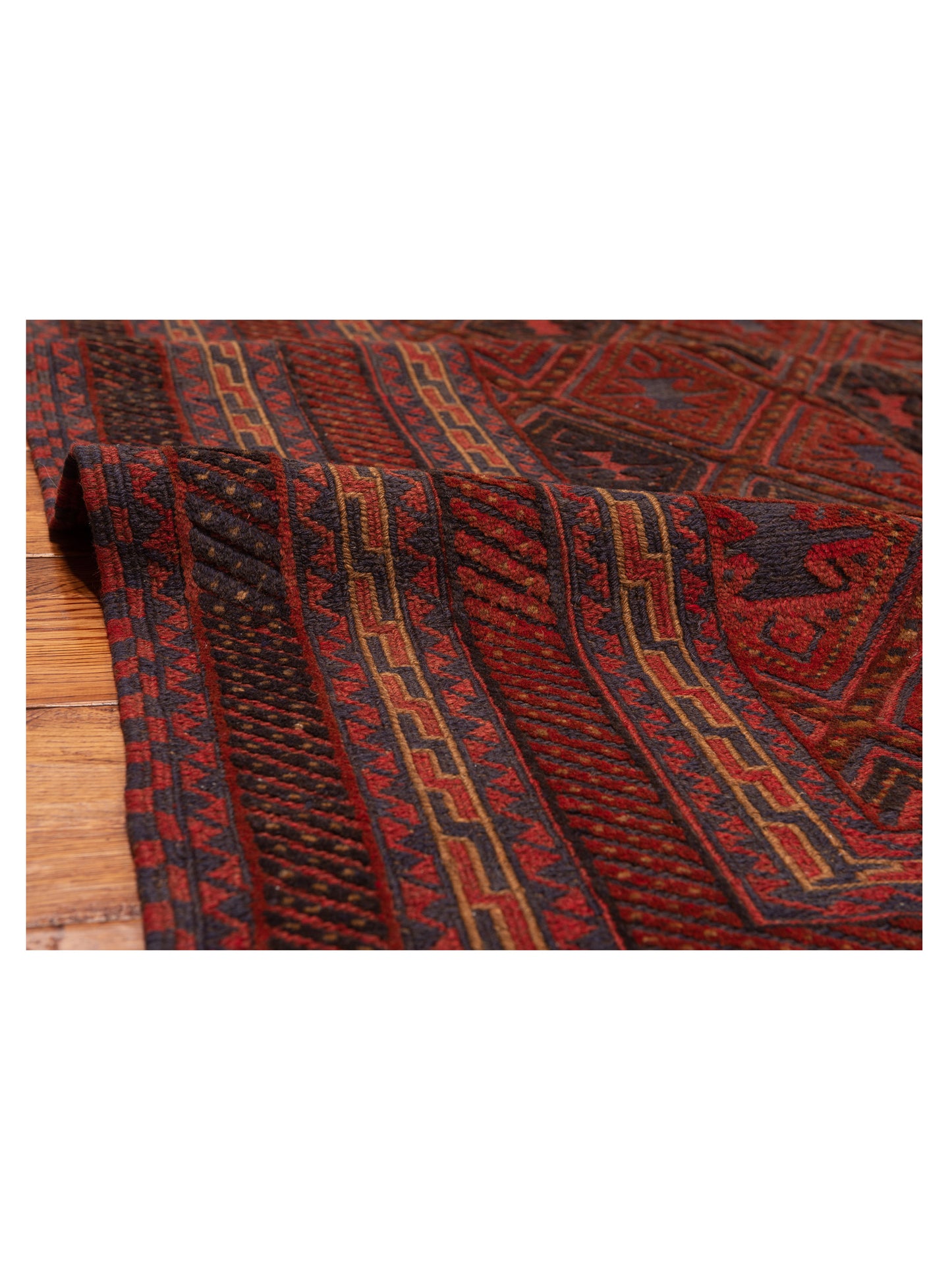 Afghan Soumak 121808 Charcoal Red 5x6.6 Hand Woven Rug
