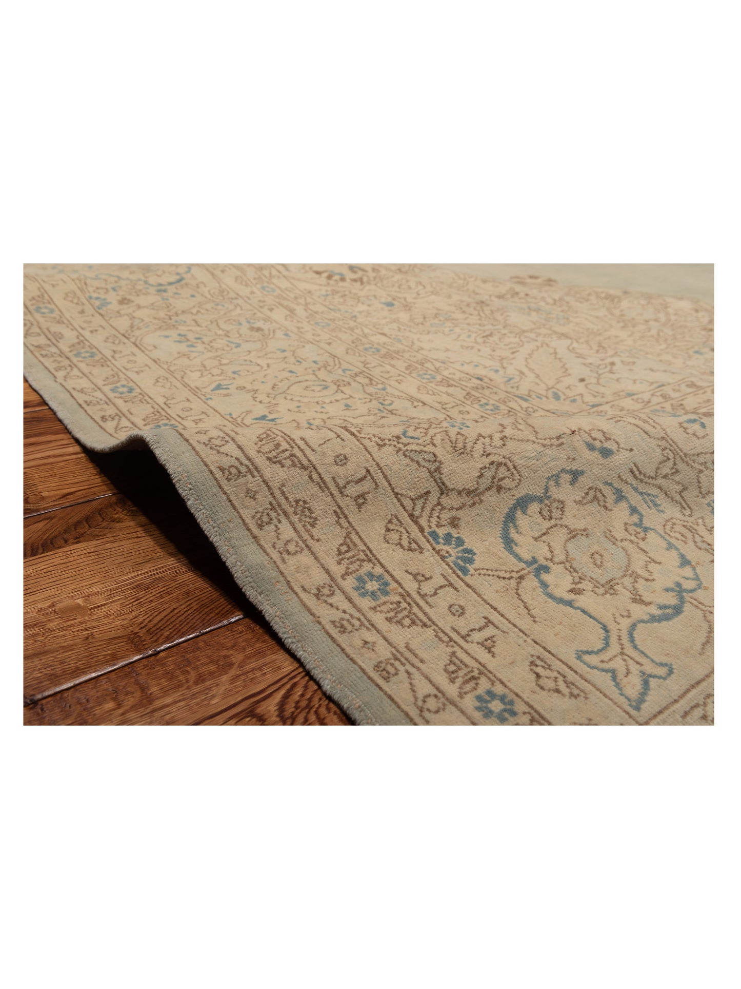 Vintage 121856 Silver Beige 10.3x13.9 Hand Knotted Rug