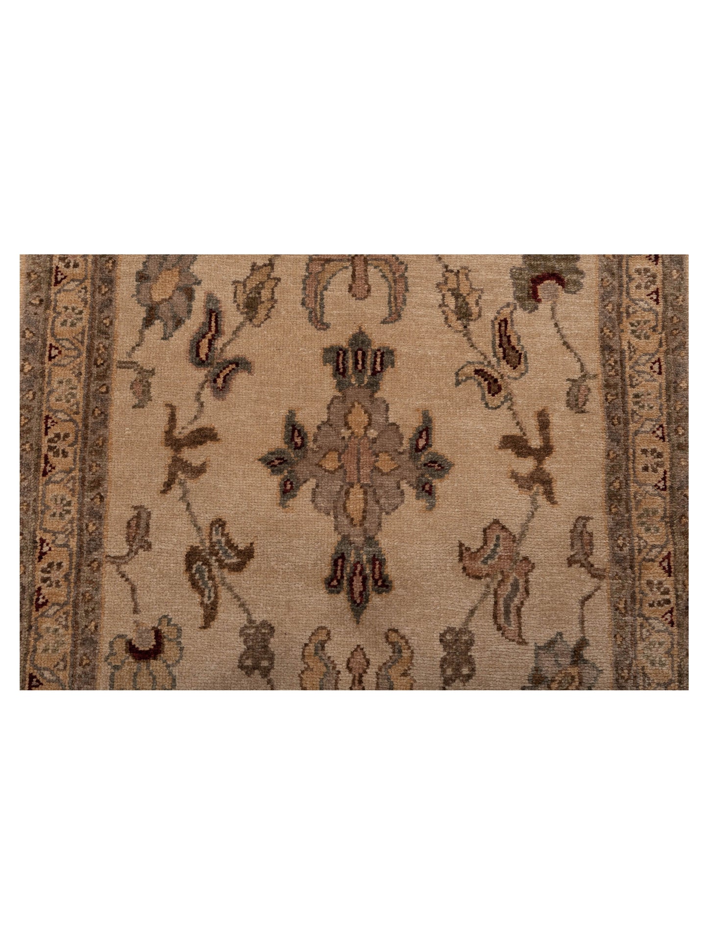 Turkish Elvan 121913 Ivory Gold 2.8x11.8 Hand Knotted Rug