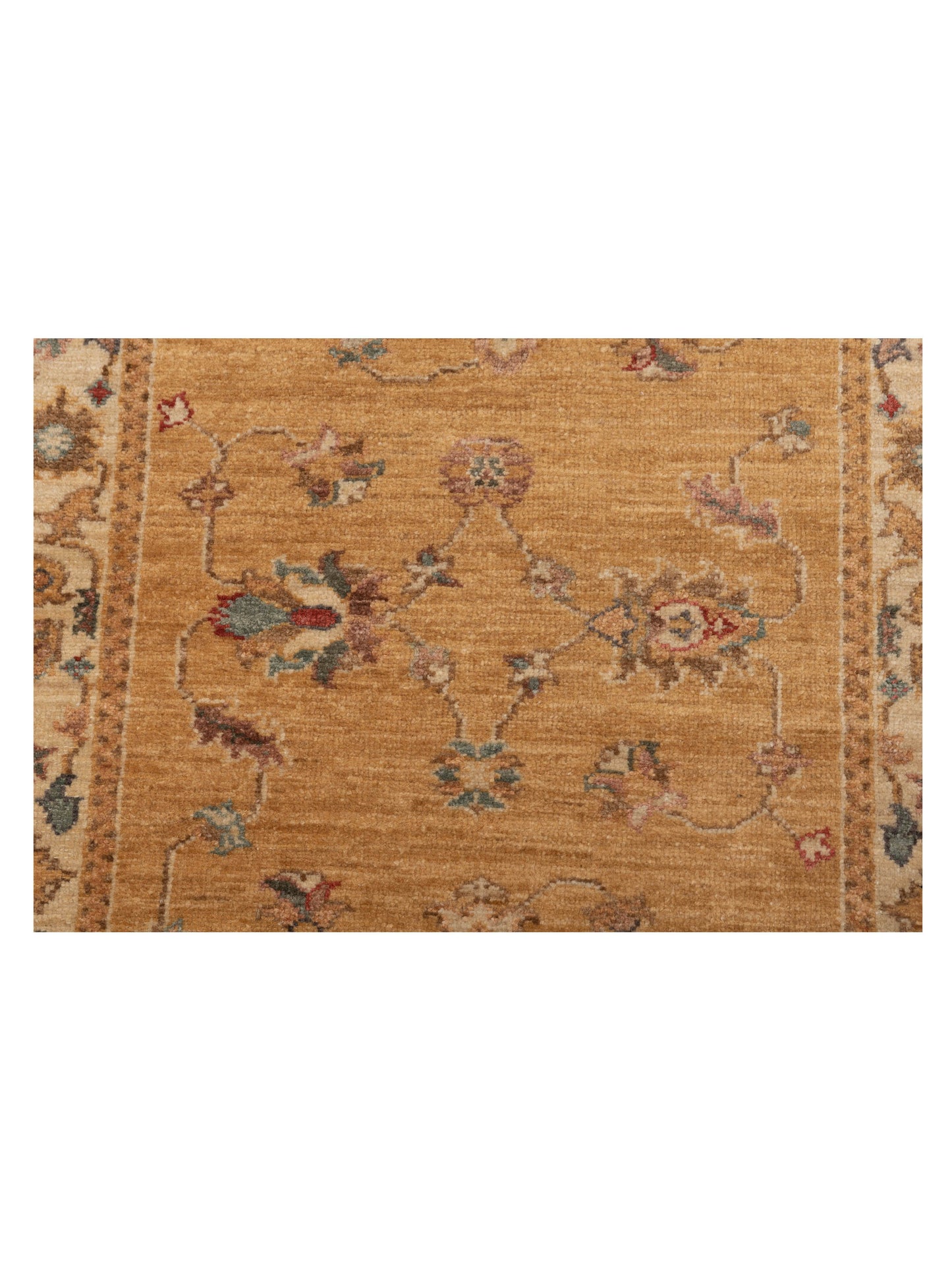 Turkish Elvan 121933 Gold Ivory 2.7x9.3 Hand Knotted Rug