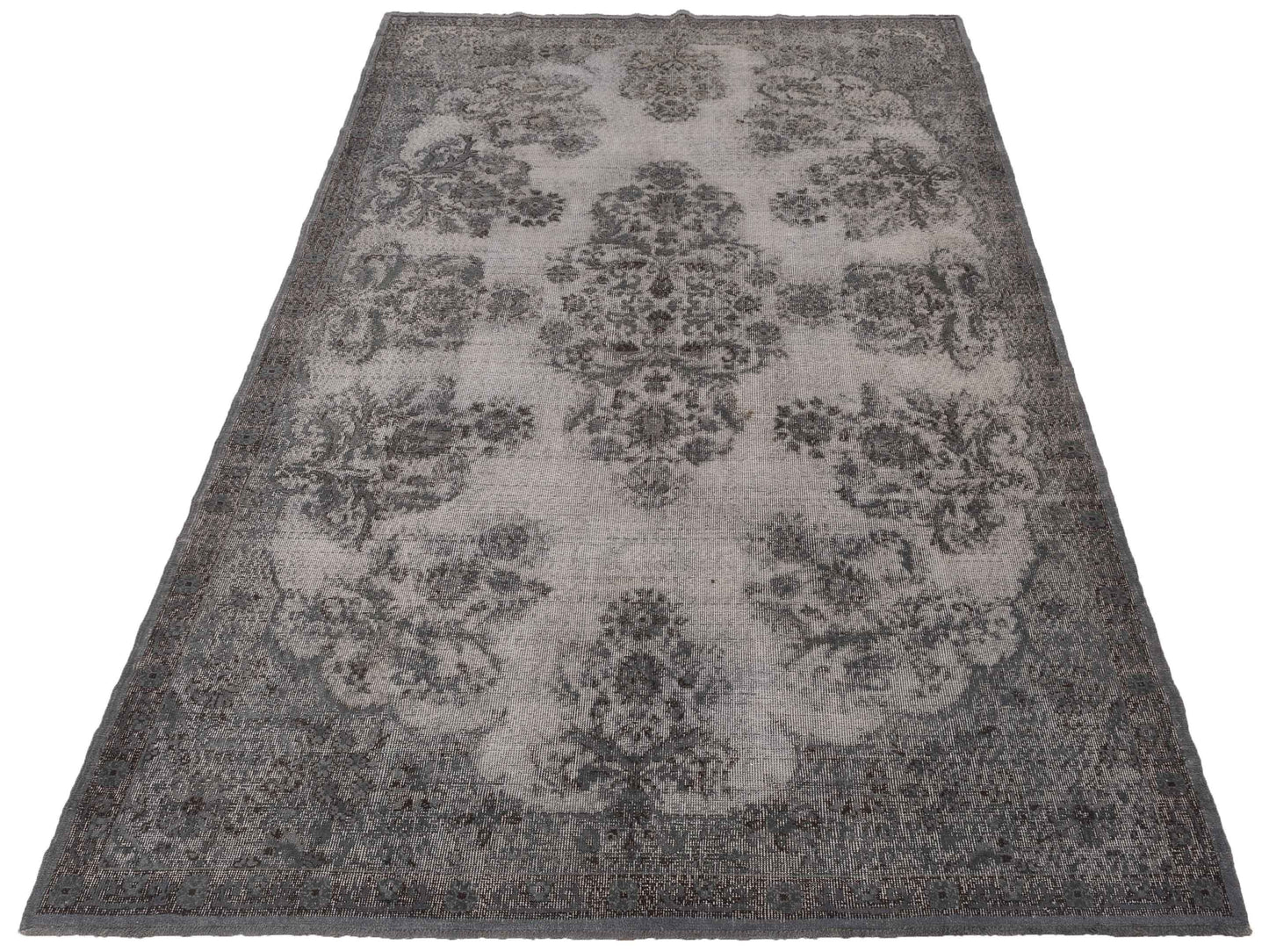 Vintage 121961 Gray 7.2x11 Hand Knotted Rug
