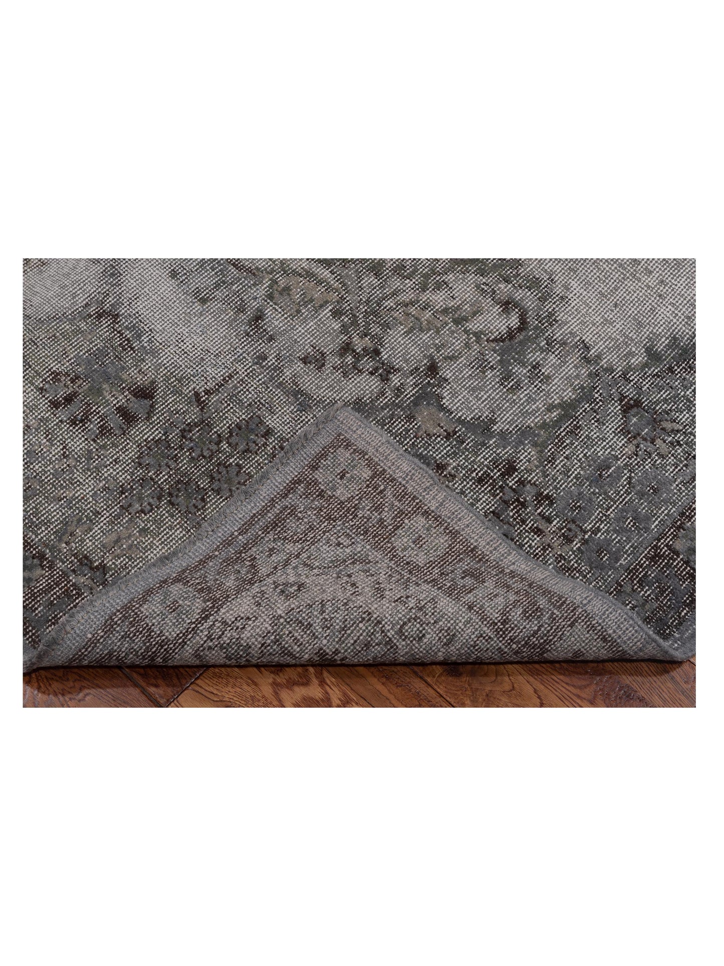Vintage 121961 Gray 7.2x11 Hand Knotted Rug
