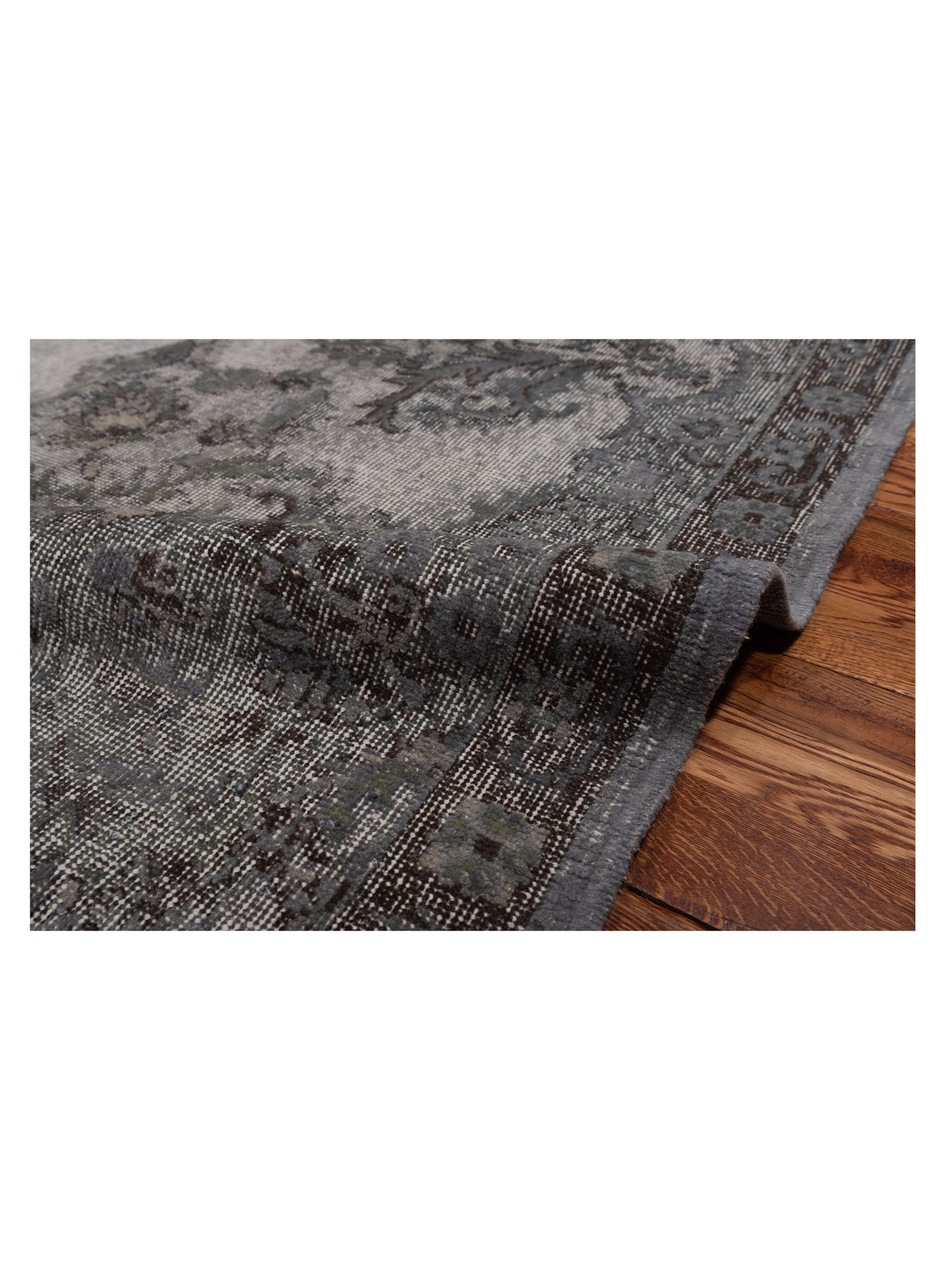 Vintage 121961 Gray 7.2x11 Hand Knotted Rug