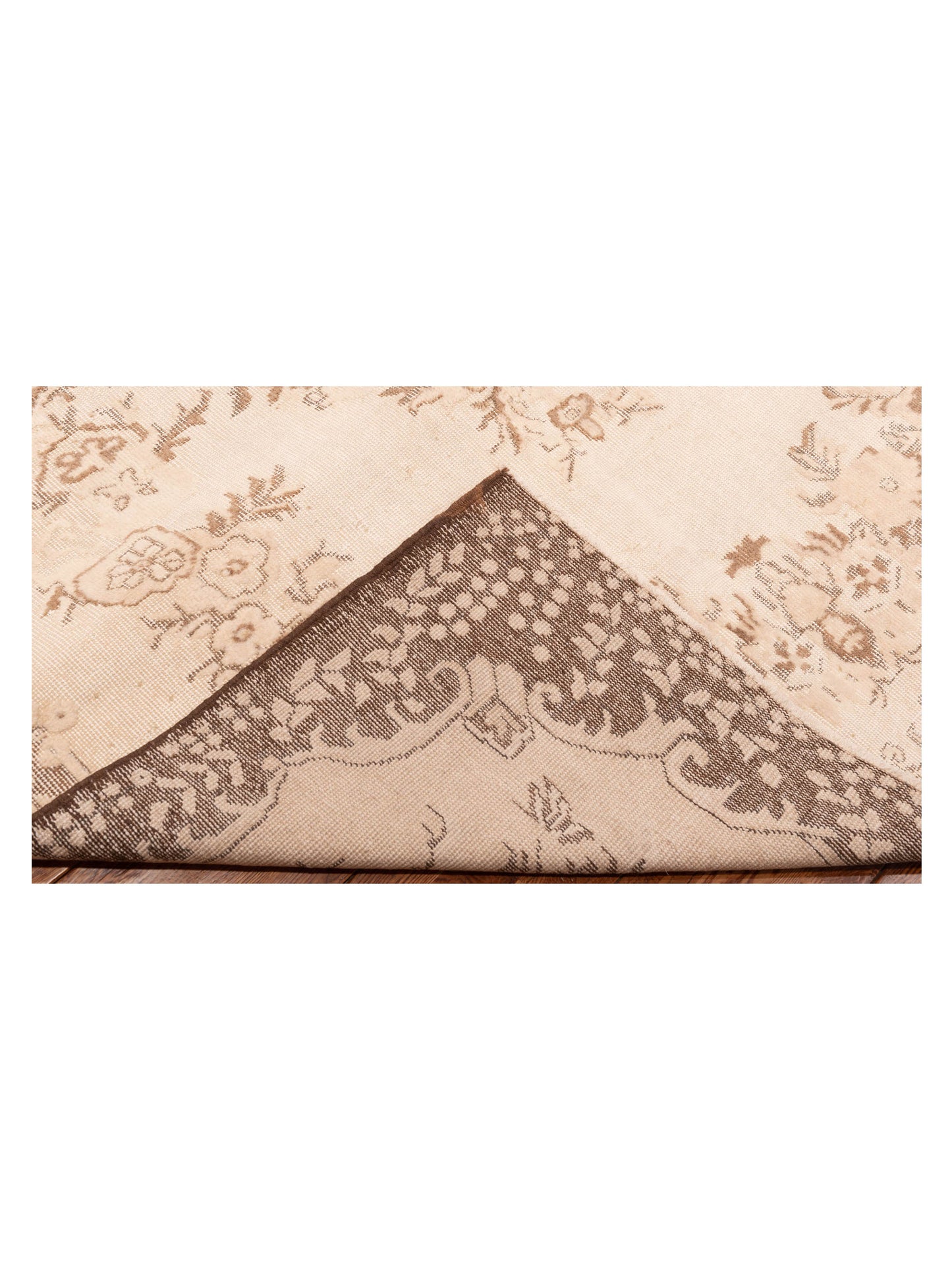 Vintage 121982 Beige Brown 5.11x9.3 Hand Knotted Rug