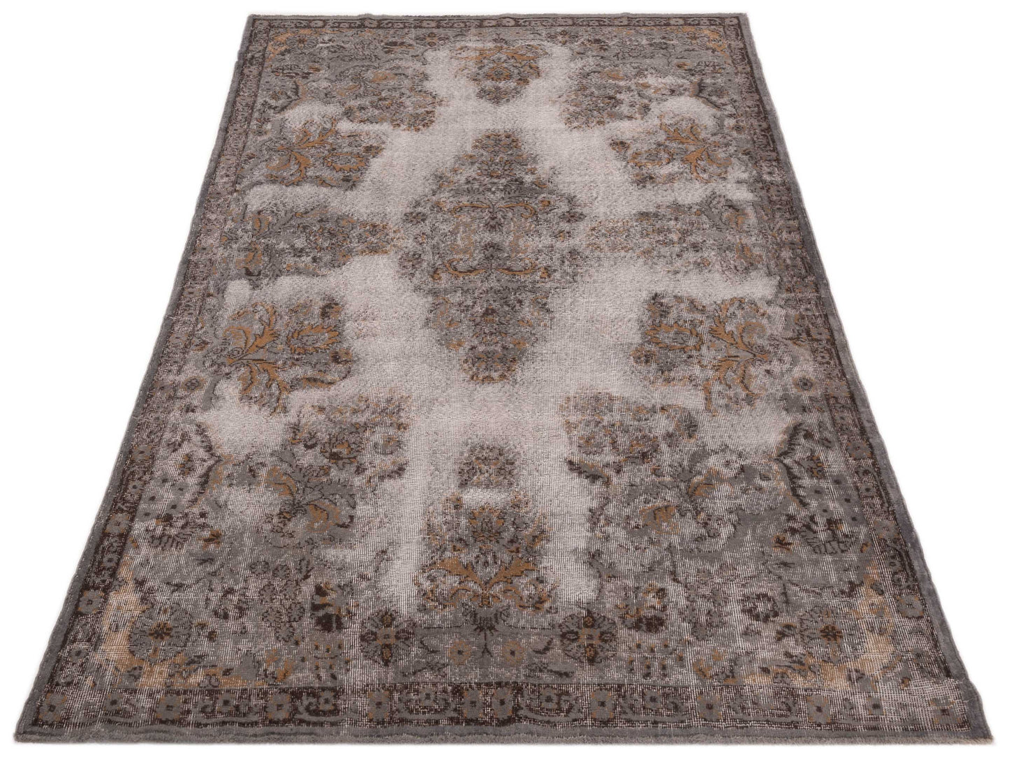 Vintage 121986 Gray 6.8x10.9 Hand Knotted Rug