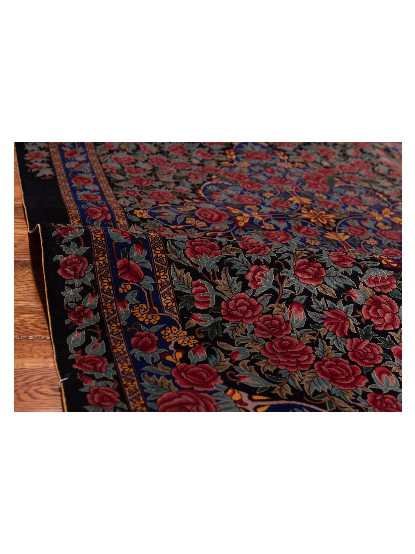 Pure Silk 122088 Black Blue 3.1x5 Hand Knotted Rug