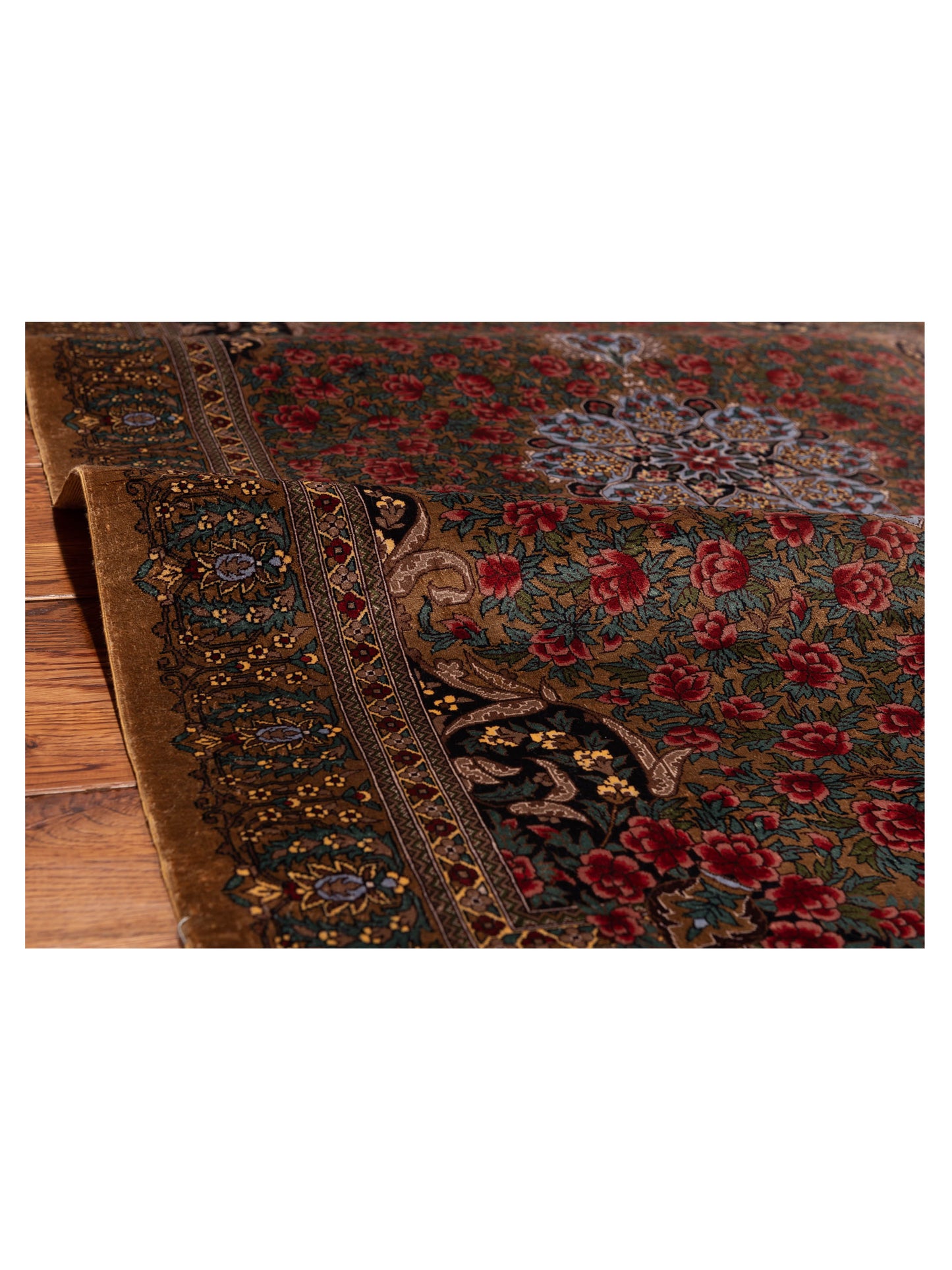 Pure Silk 122089 Gold Gold 3.1x5.2 Hand Knotted Rug