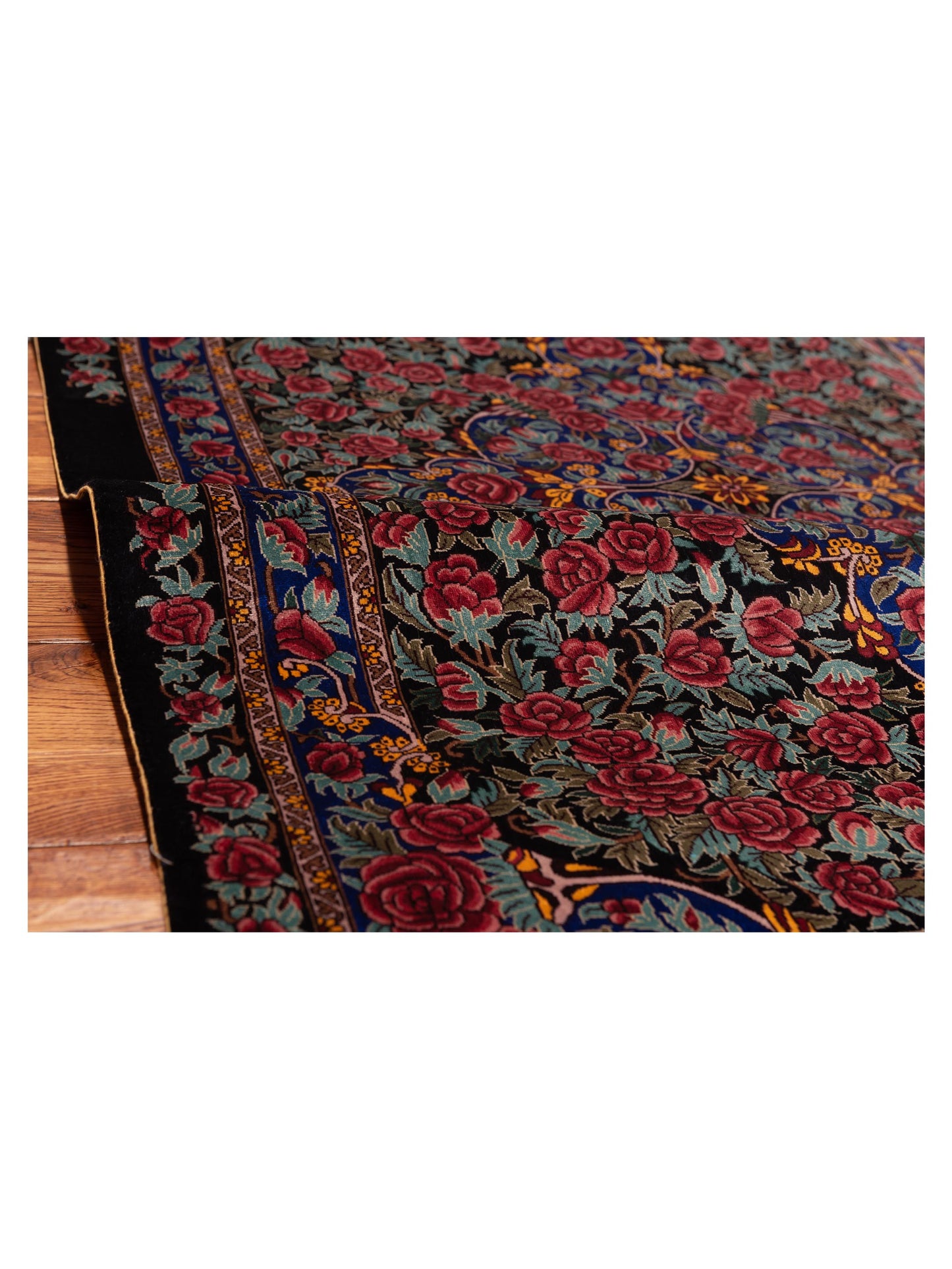 Pure Silk 122093 Black Blue 3.2x5.1 Hand Knotted Rug