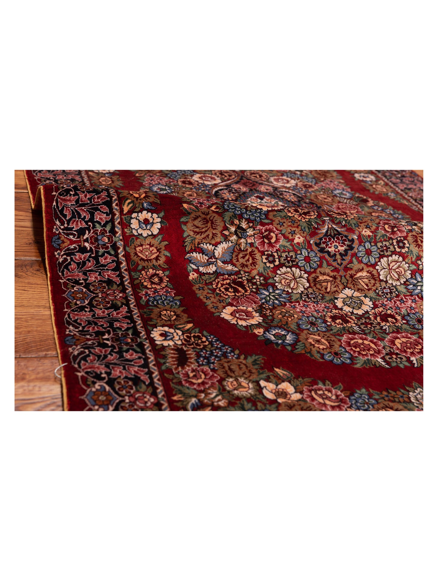 Pure Silk 122118 Red Black 2.3x4 Hand Knotted Rug