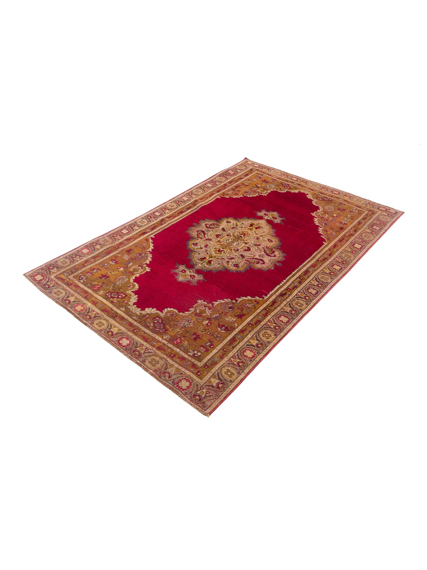 Old Anatolian 122119 Red Gold 4.1x6.3 Hand Knotted Rug