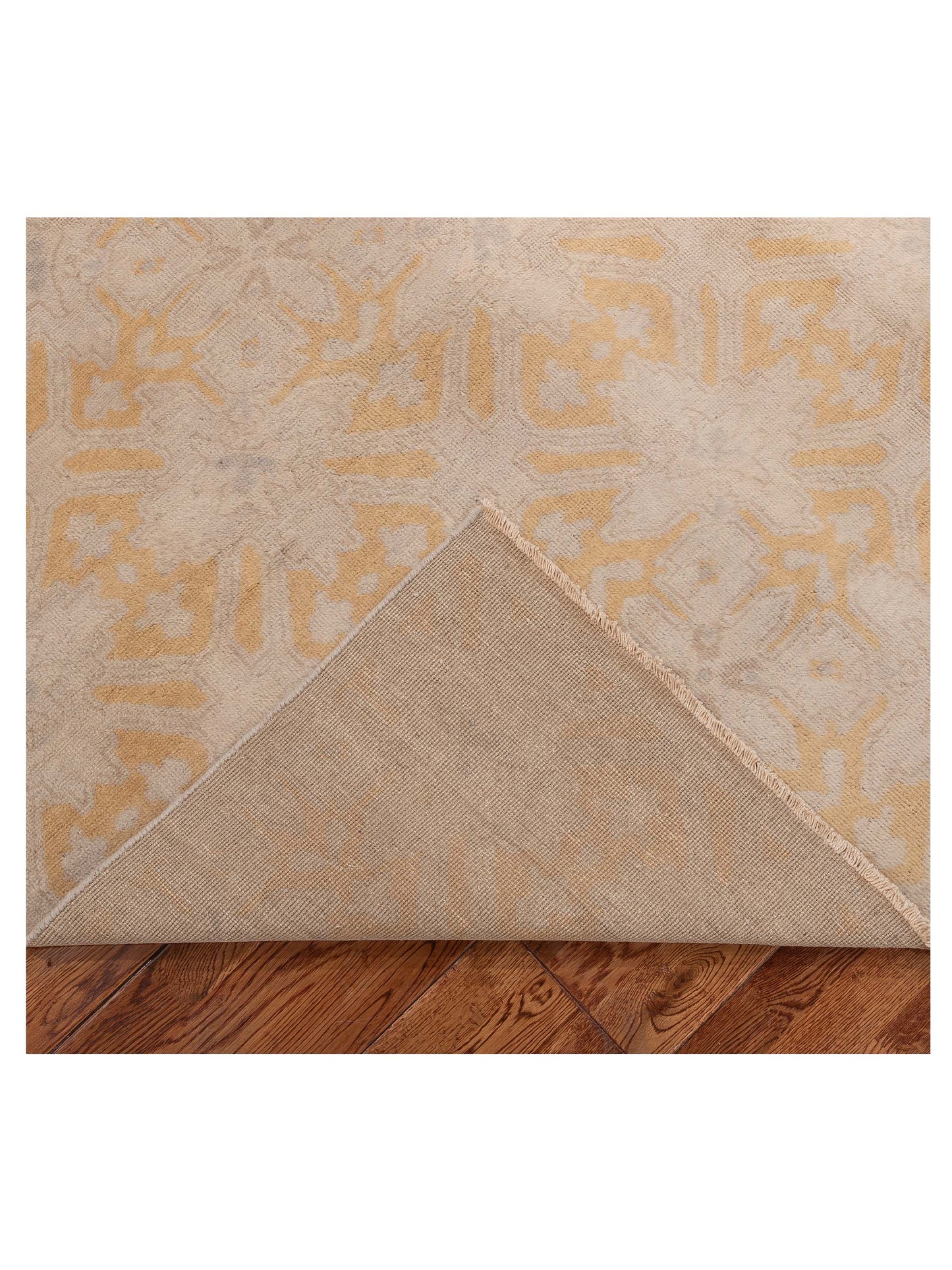 Evren 122197 Beige Gold 6.7x6.7 Hand Knotted Rug