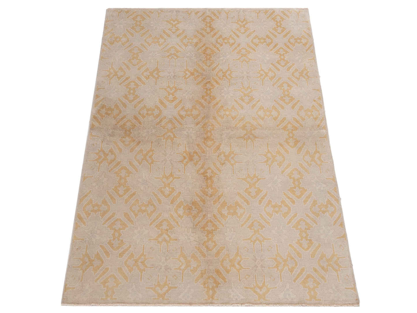 Evren 122198 Beige Gold 6.7x8.2 Hand Knotted Rug