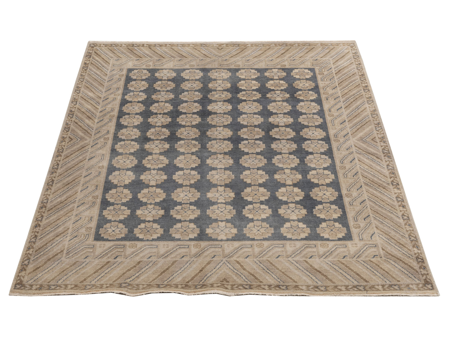 Evren 122208 Dark Gray Brown 6.7x8.2 Hand Knotted Rug
