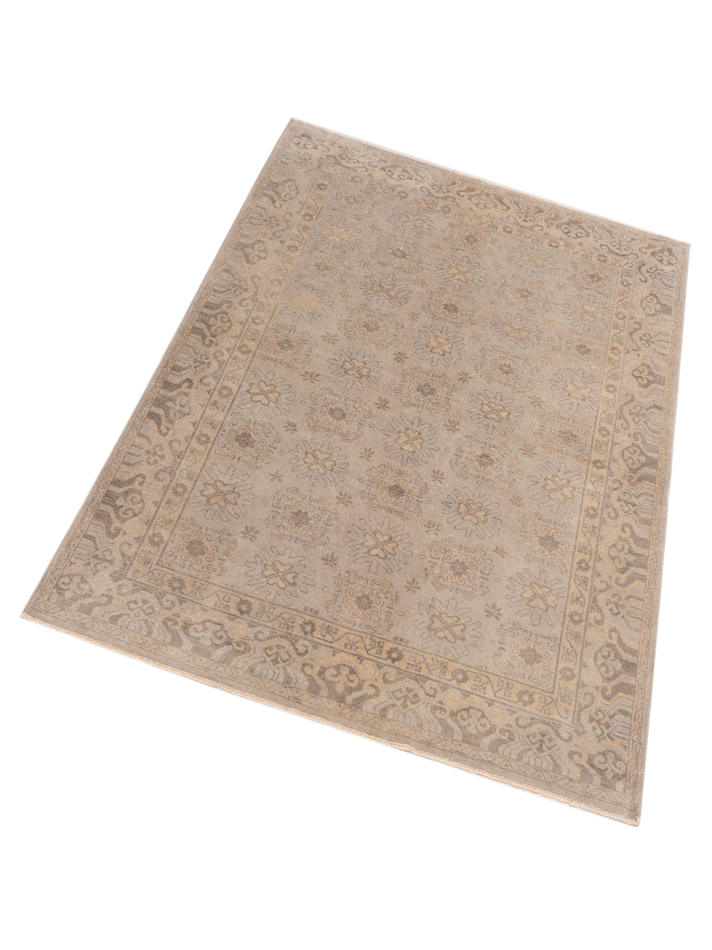 Evren 122215 Gray Beige 6.7x8.2 Hand Knotted Rug