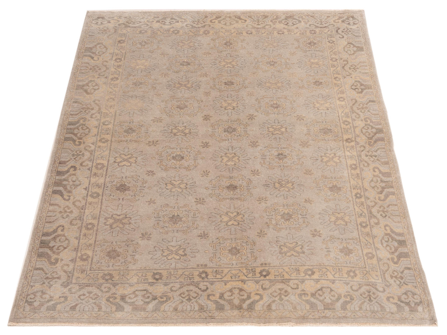 Evren 122215 Gray Beige 6.7x8.2 Hand Knotted Rug