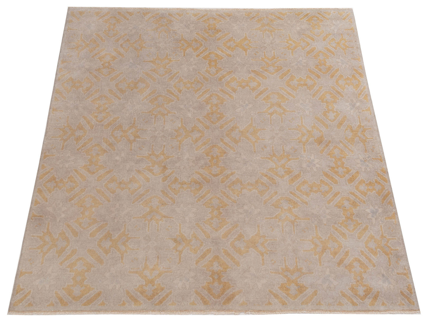 Evren 122219 Beige Gold 6.7x6.7 Hand Knotted Rug