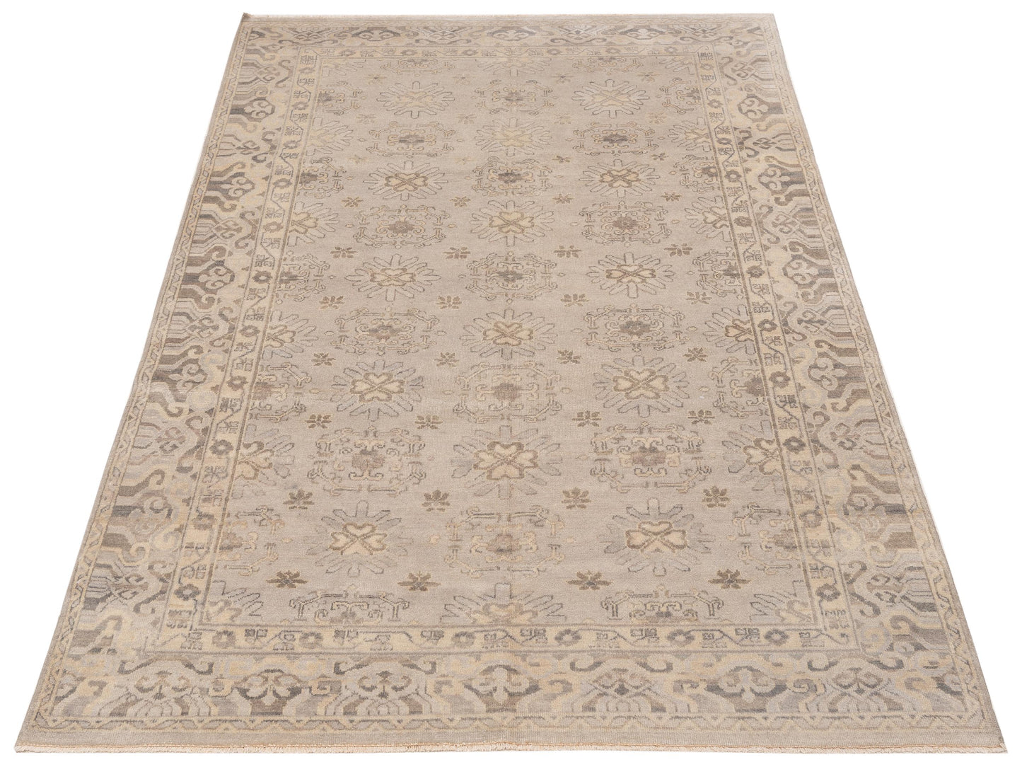 Evren 122235 Silver Beige 6x9 Hand Knotted Rug