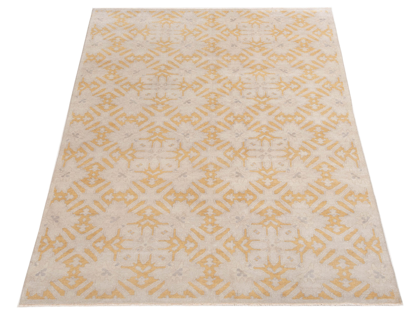 Evren 122240 Beige Gold 6x9 Hand Knotted Rug