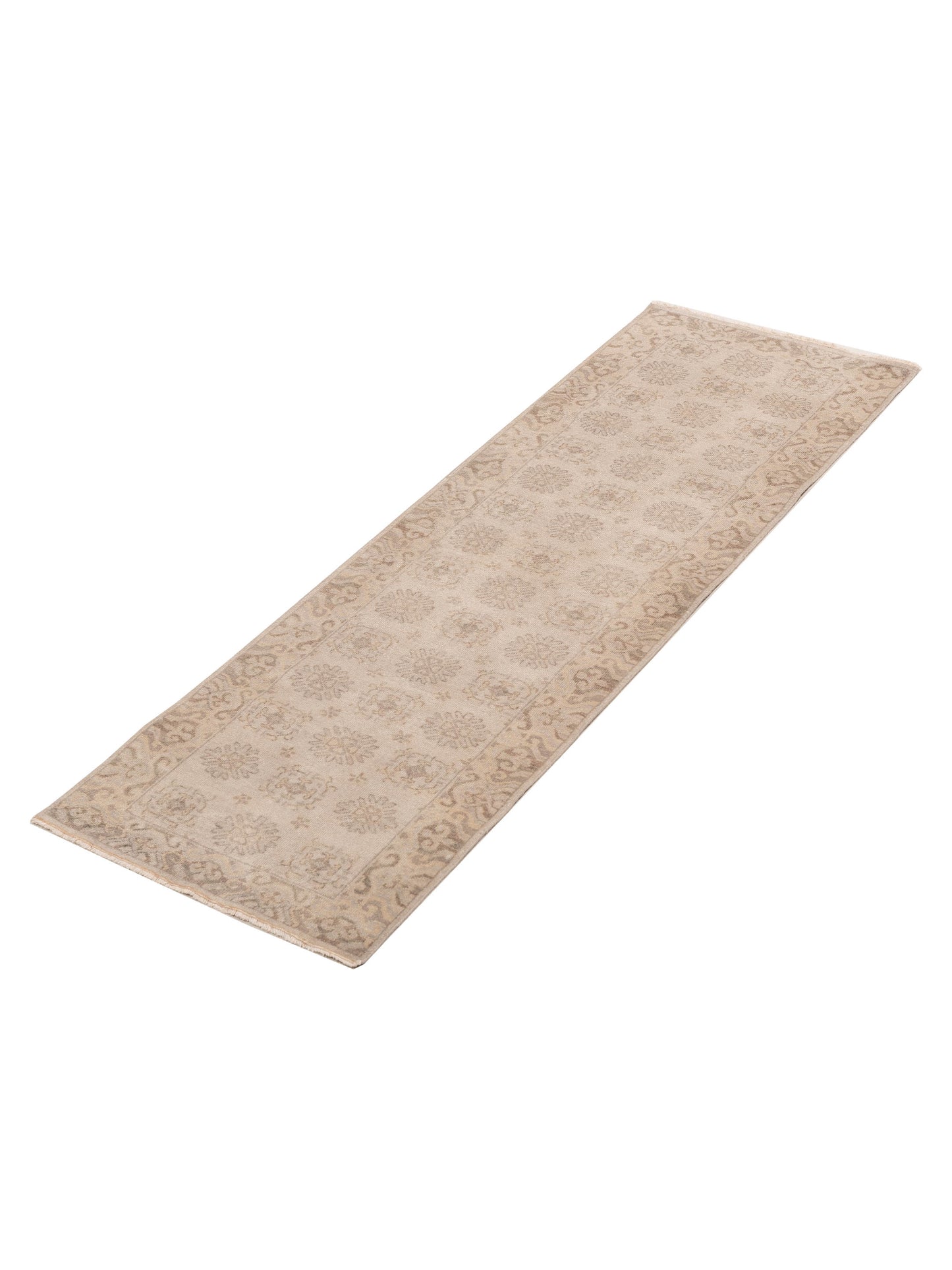 Evren 122260 Beige Brown 2.6x8 Hand Knotted Rug