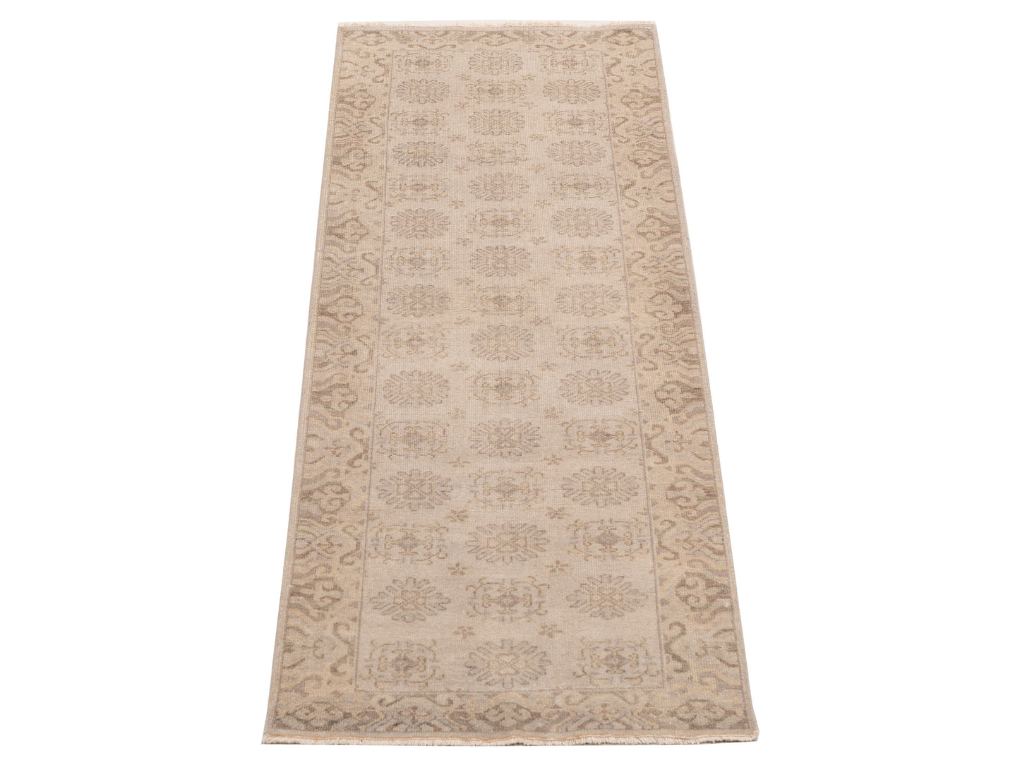 Evren 122260 Beige Brown 2.6x8 Hand Knotted Rug