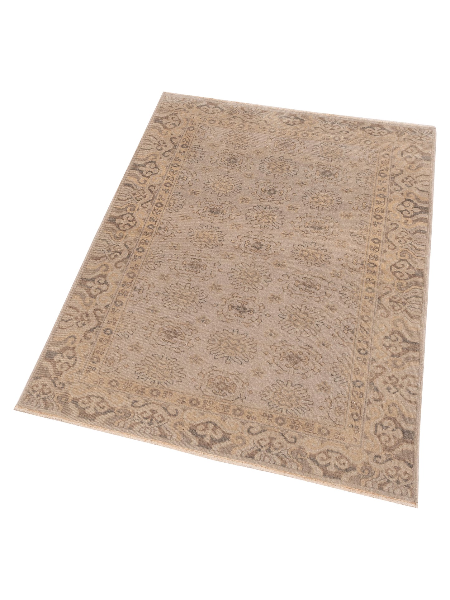 Evren 122269 Gray Cream 4x6 Hand Knotted Rug