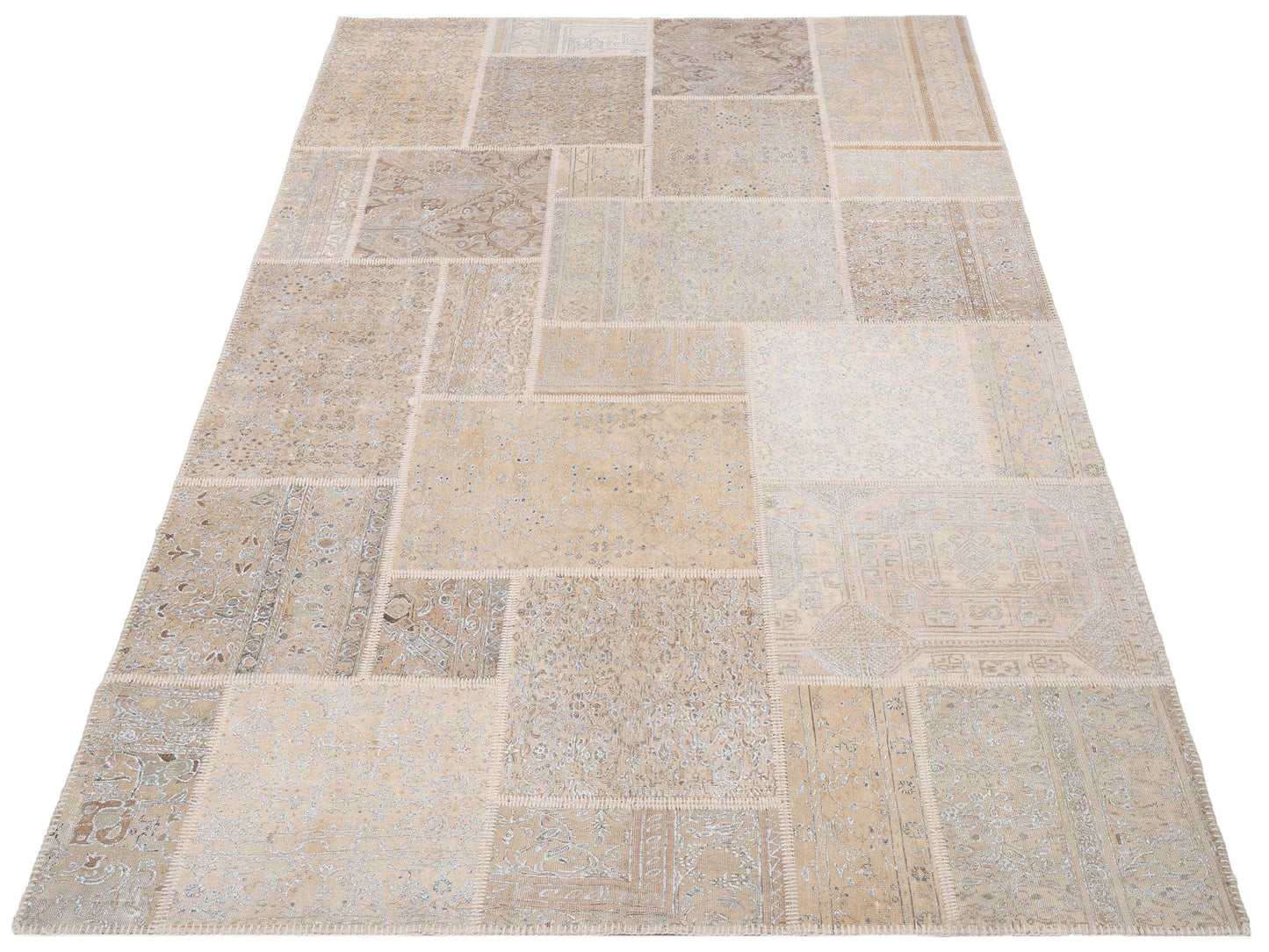 Turkish Vestige Patchwork 122321 Natural 6.7x9.10 Hand Knotted Rug