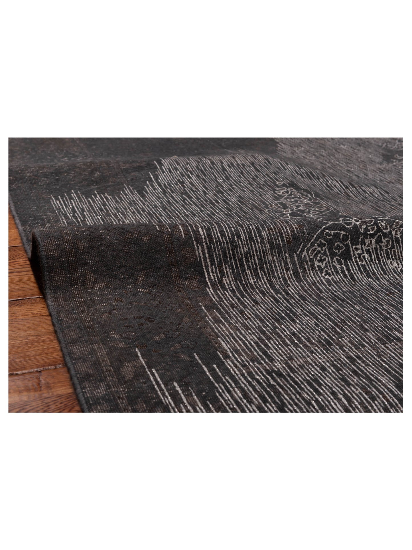 Vintage 122322 Dark Gray 6.5x9.6 Hand Knotted Rug