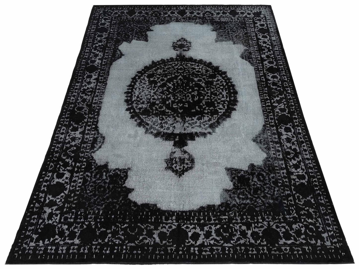 Vintage 122327 Black 8.7x13 Hand Knotted Rug