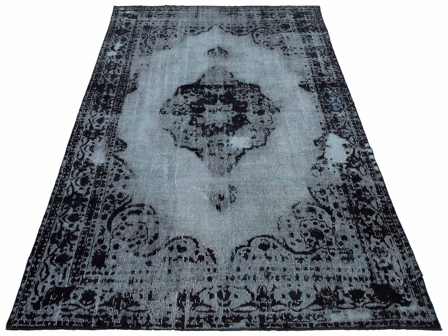 Vintage 122346 Silver Black 7.11x11.7 Hand Knotted Rug