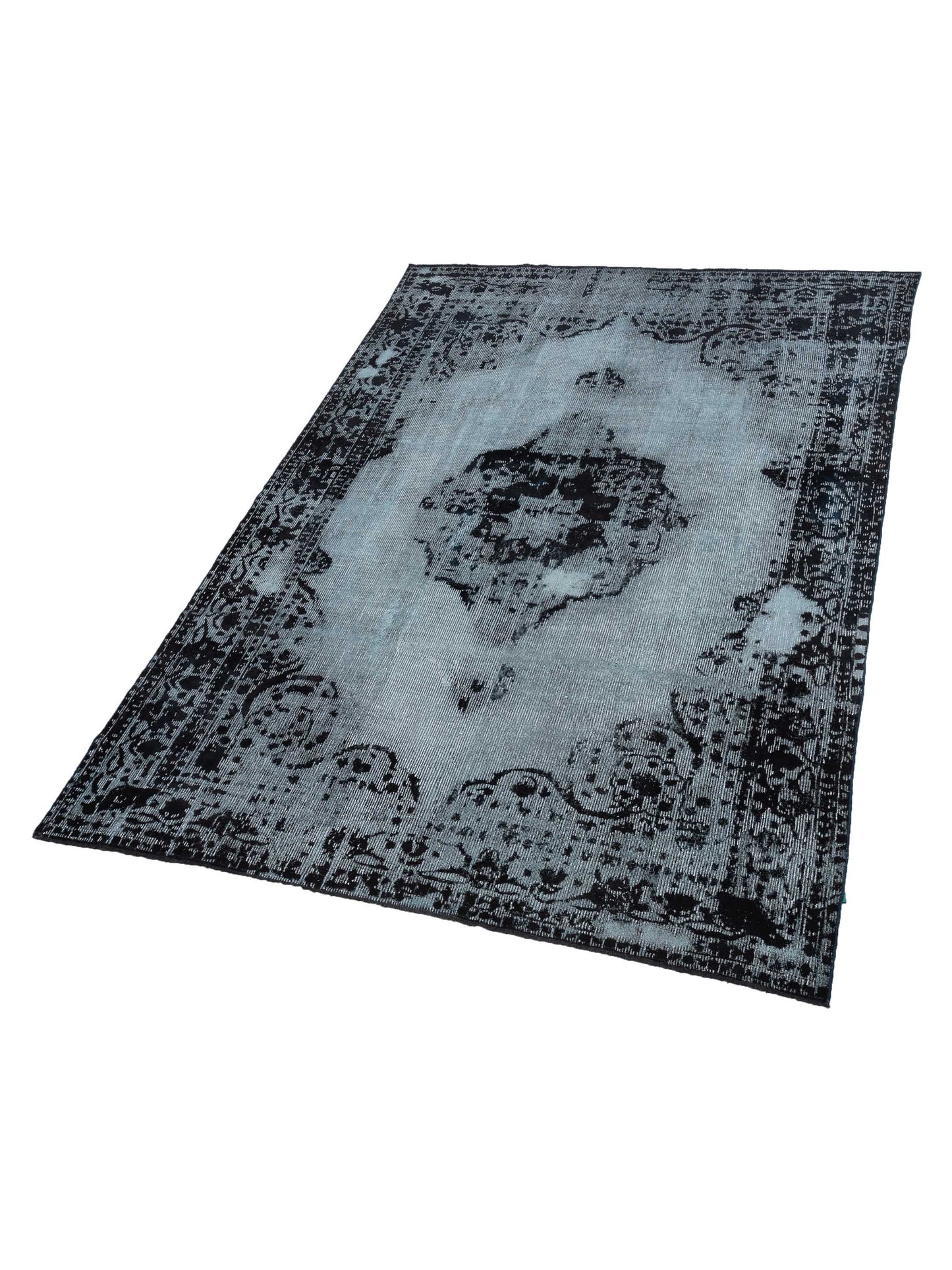Vintage 122346 Silver Black 7.11x11.7 Hand Knotted Rug