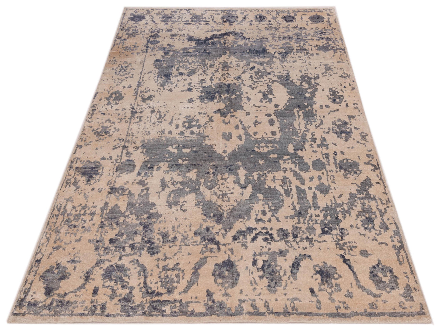 Tibetino 122354 Ivory Gray 5.8x8.11 Hand Knotted Rug