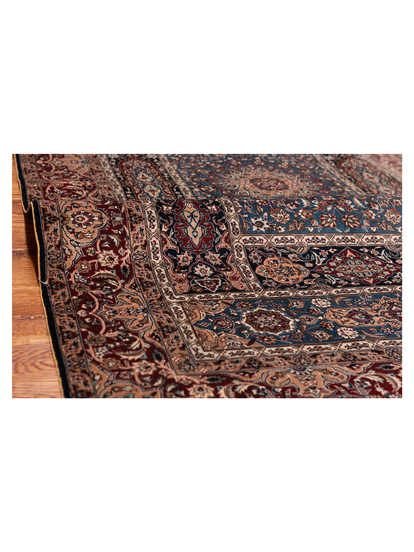 Pure Silk 122365 Blue Red 3.1x5.2 Hand Knotted Rug