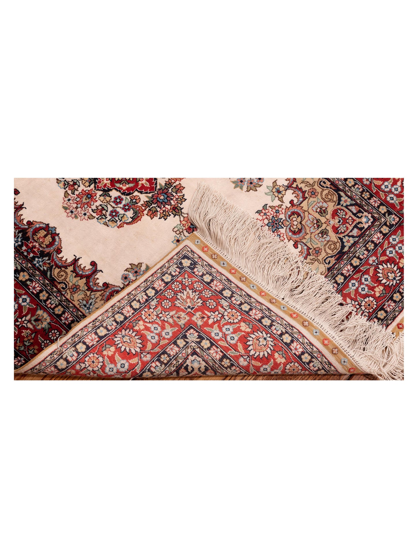 Pure Silk 122380 Ivory Red 2x3 Hand Knotted Rug